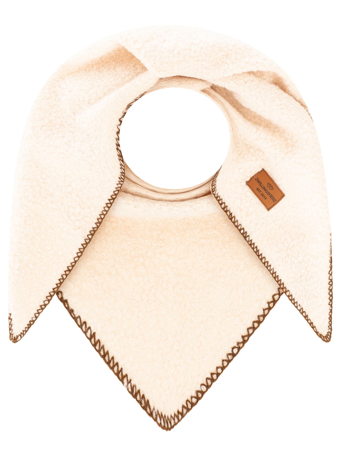 Image of Zwillingsherz Dreieckstuch ""Teddy Stitch"" weiche Teddy-Struktur, Ziernaht-Rand, klassische Dreiecksform