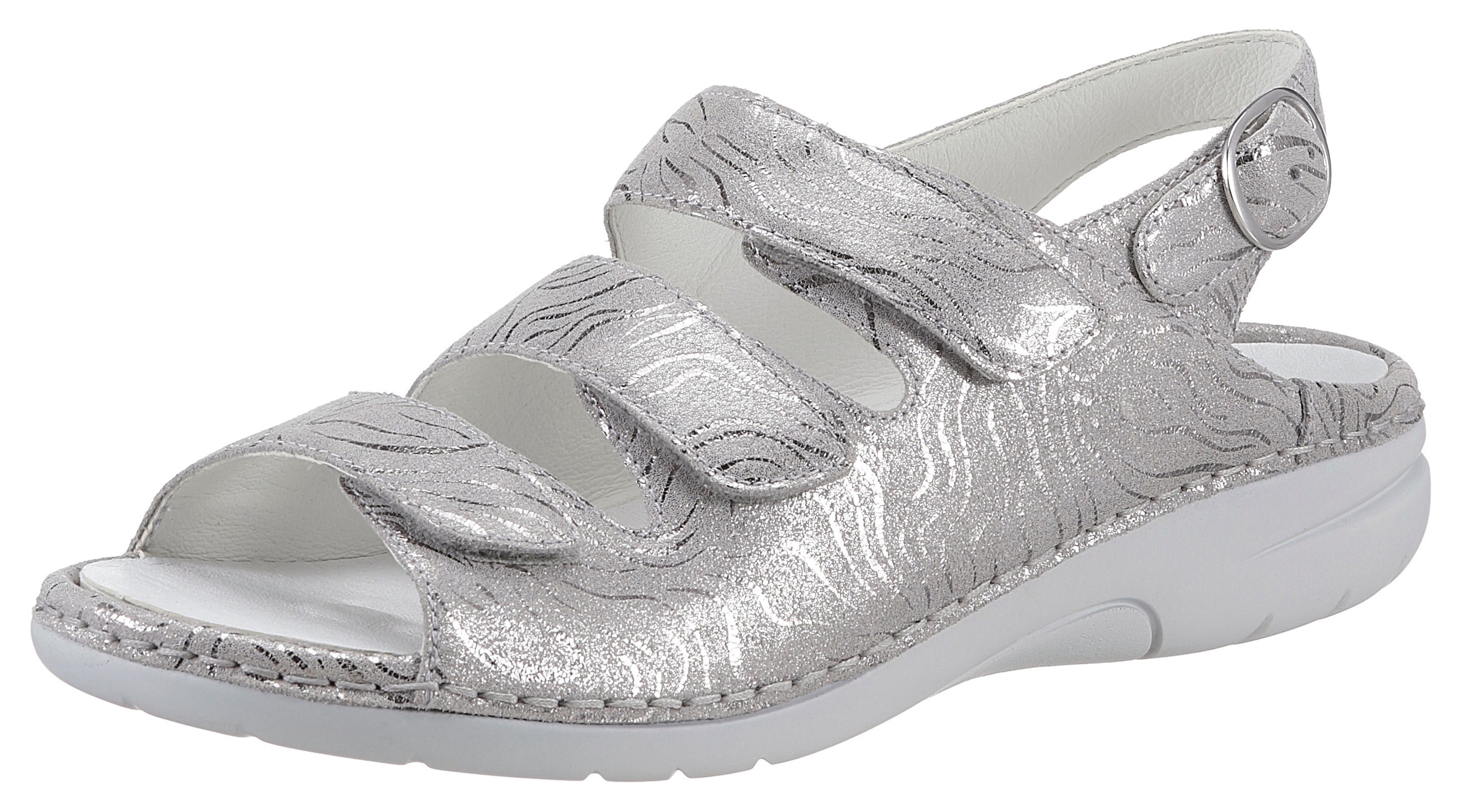 Waldläufer Riemchensandale »GUNNA«, Sommerschuh, Sandalette, Keilabsatz, in Metallic-Optik, G-Weite