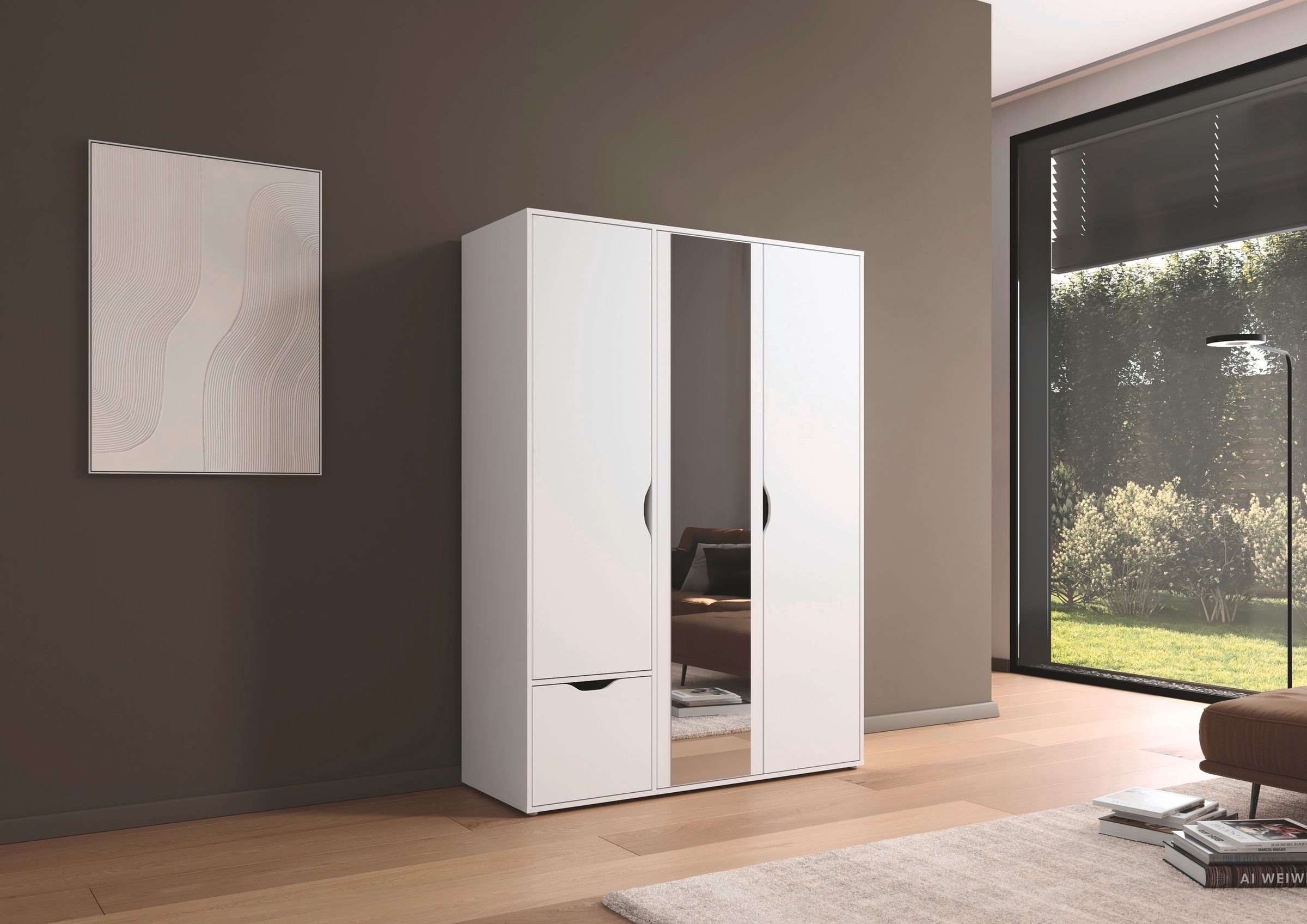 rauch Kleiderschrank »Drehtürenschrank Schrank Garderobe Wäscheschrank NARAI mit Schubladen« in 3 verschiedenen Ausstattungen BASIC/CLASSIC/PREMIUM,  Griffausfräsungen für eine grifflose Optik TOPSELLER MADE IN GERMANY