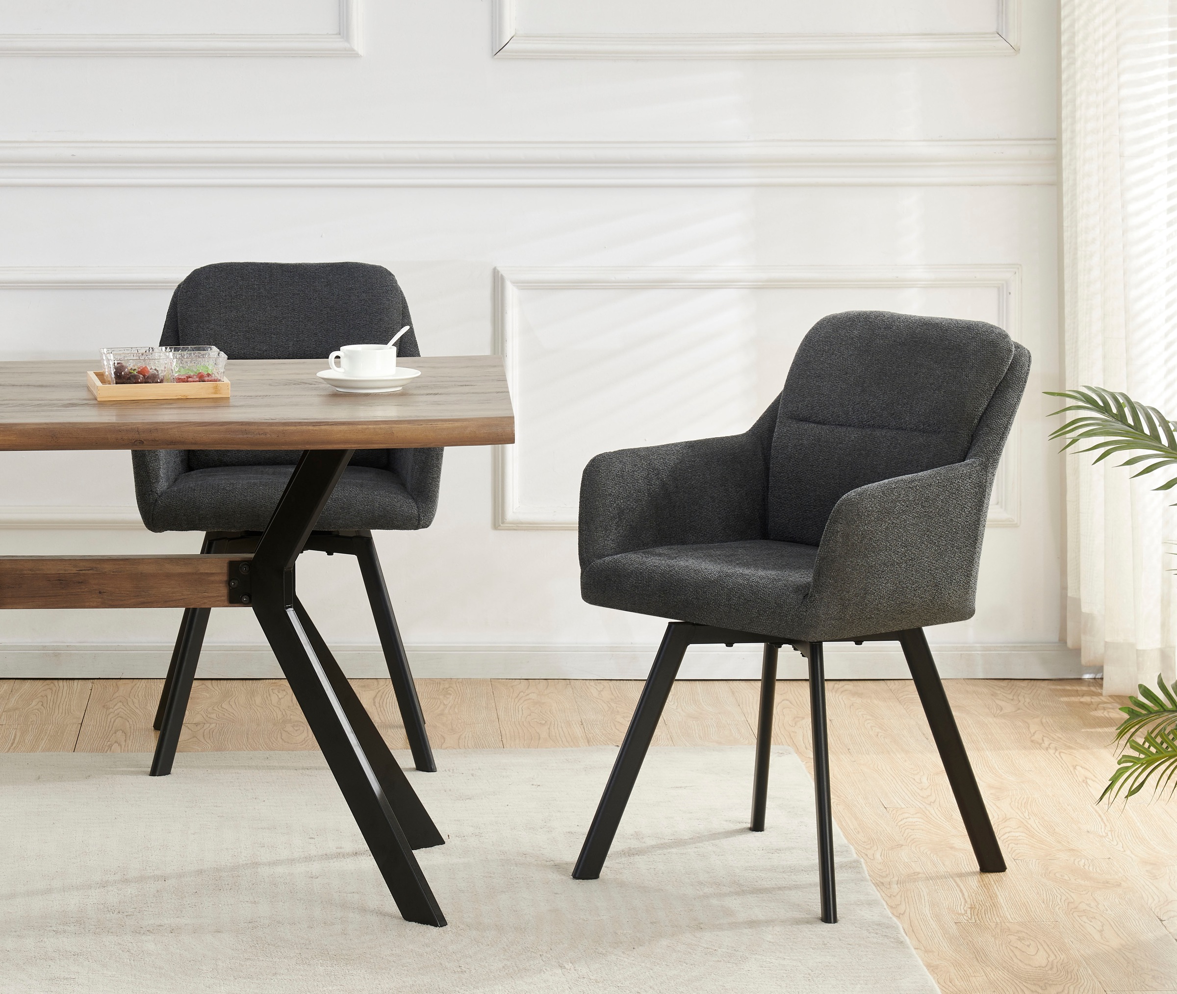 Home affaire Esszimmerstuhl "NEEPAWA, 2er Set, mit Metallgestell in matt schwarz" (Set) 2 Stk.in verschiedenen Farben, Belsatbarkeit pro Stuhl 120 kg