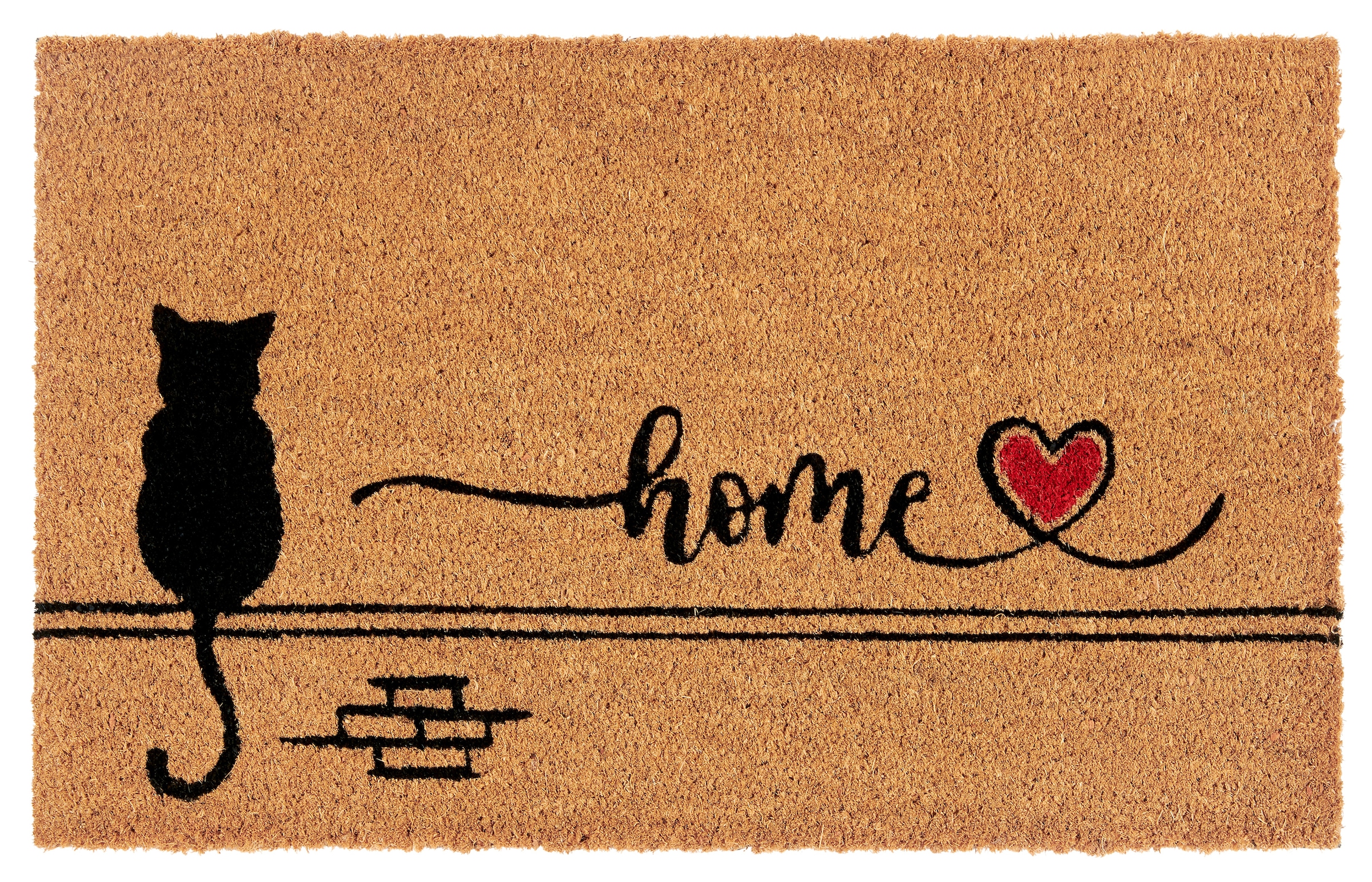 Image of HANSE Home Fussmatte "Kokos Cat Home, Türmatte" rechteckig 15 mm Höhe Schmutzfangmatte, Rutschfest, Outdoor, Innen, Aussen, Kokosmatte, Flur