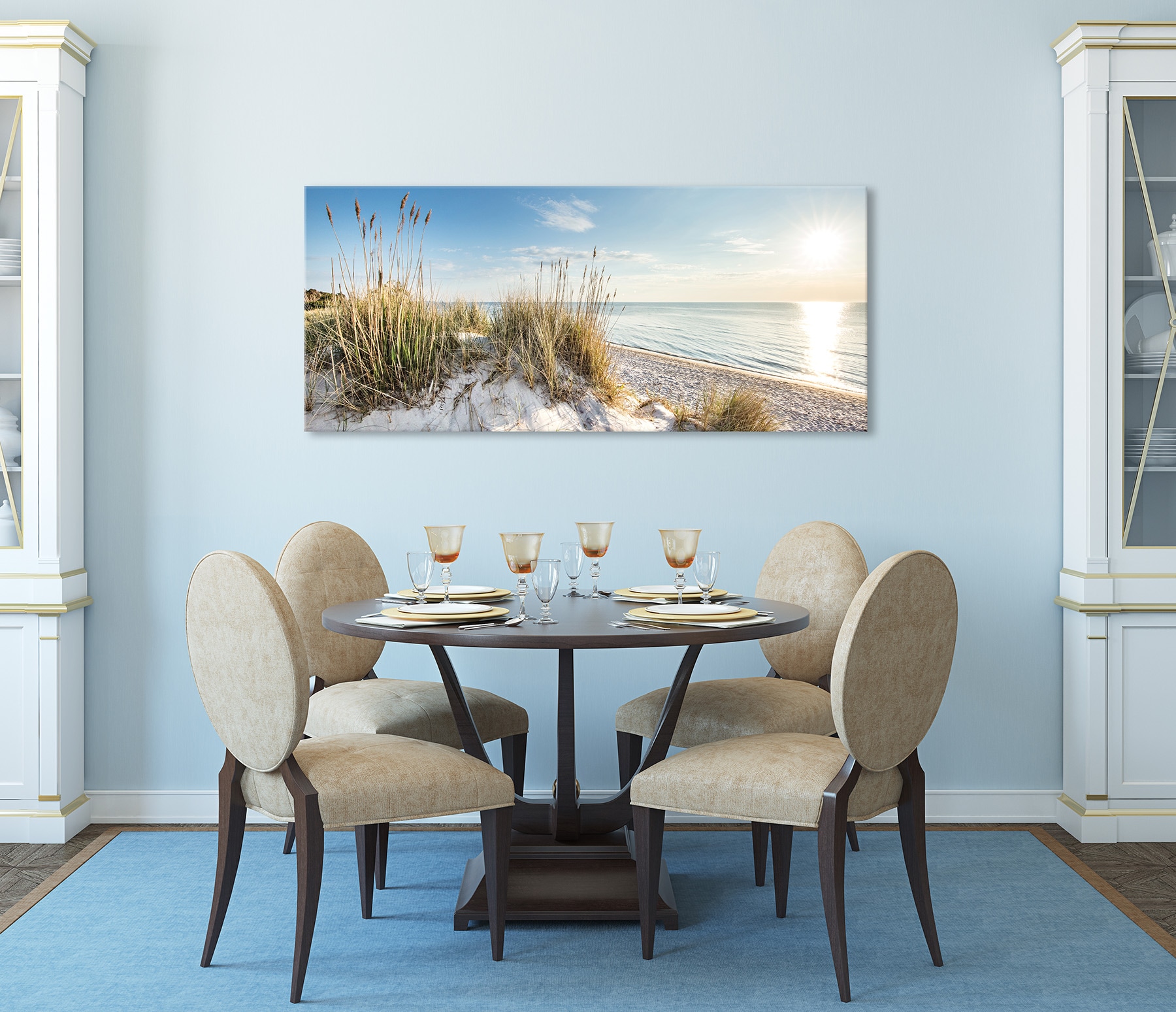 Bönninghoff Tableau sur toile »Wandbild STRAND XXL 60x140 cm – Leinwandbild Keilrahmen Deko modern« Dune 1 cuis tlg. tendu sur châssis
