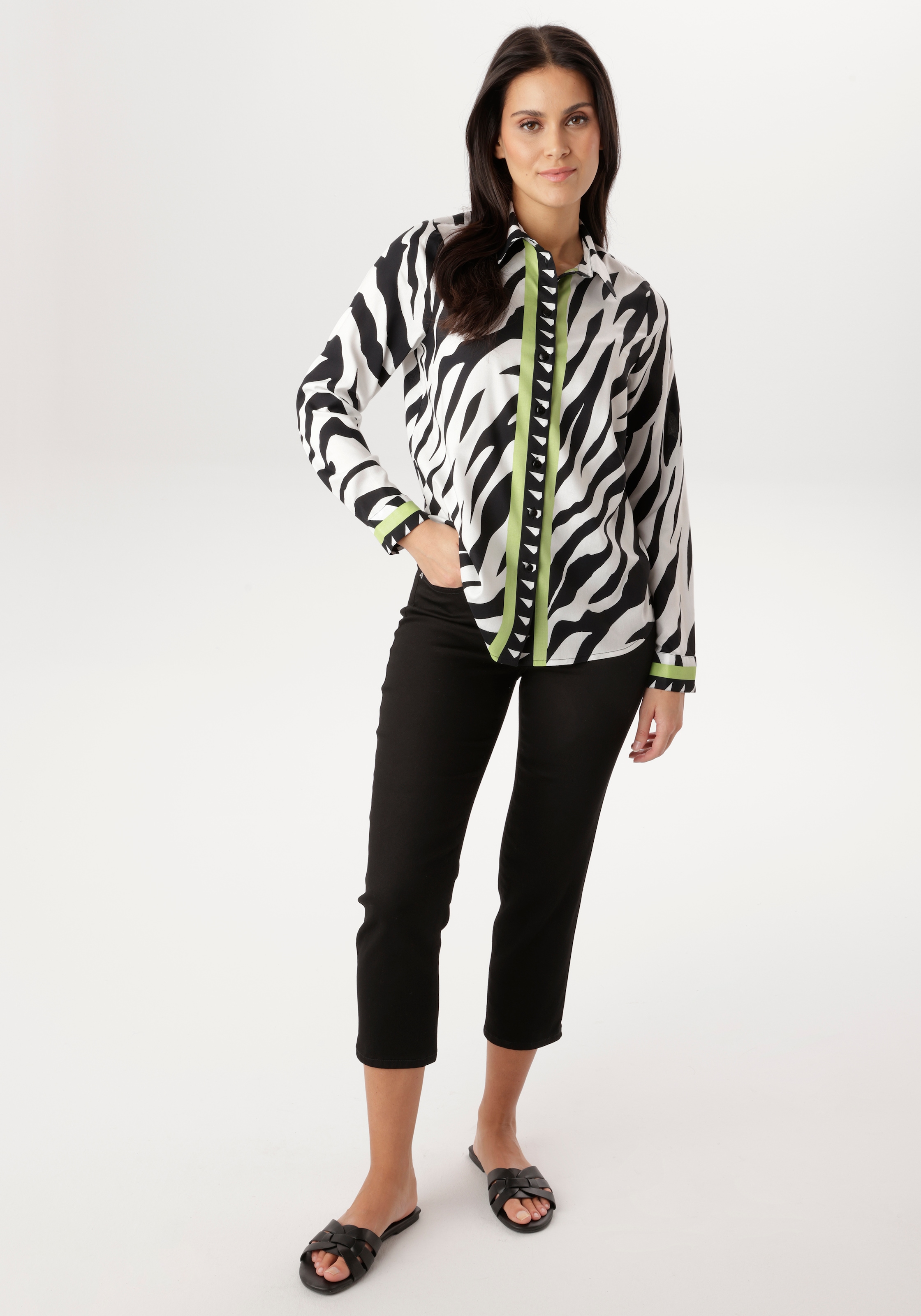 Aniston SELECTED Blouse chemise im Zebra-Look allover mit kontrastfarbigen Streifen - NEUE KOLLEKTION