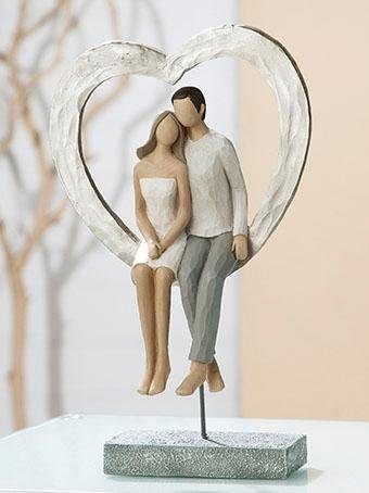 Image of GILDE Dekofigur »Skulptur Liebespaar sitzend«, (1 St.), Dekoobjekt, Höhe 26 cm, handbemalt, mit Herz, romantisch, Wohnzimmer bei Ackermann Versand Schweiz
