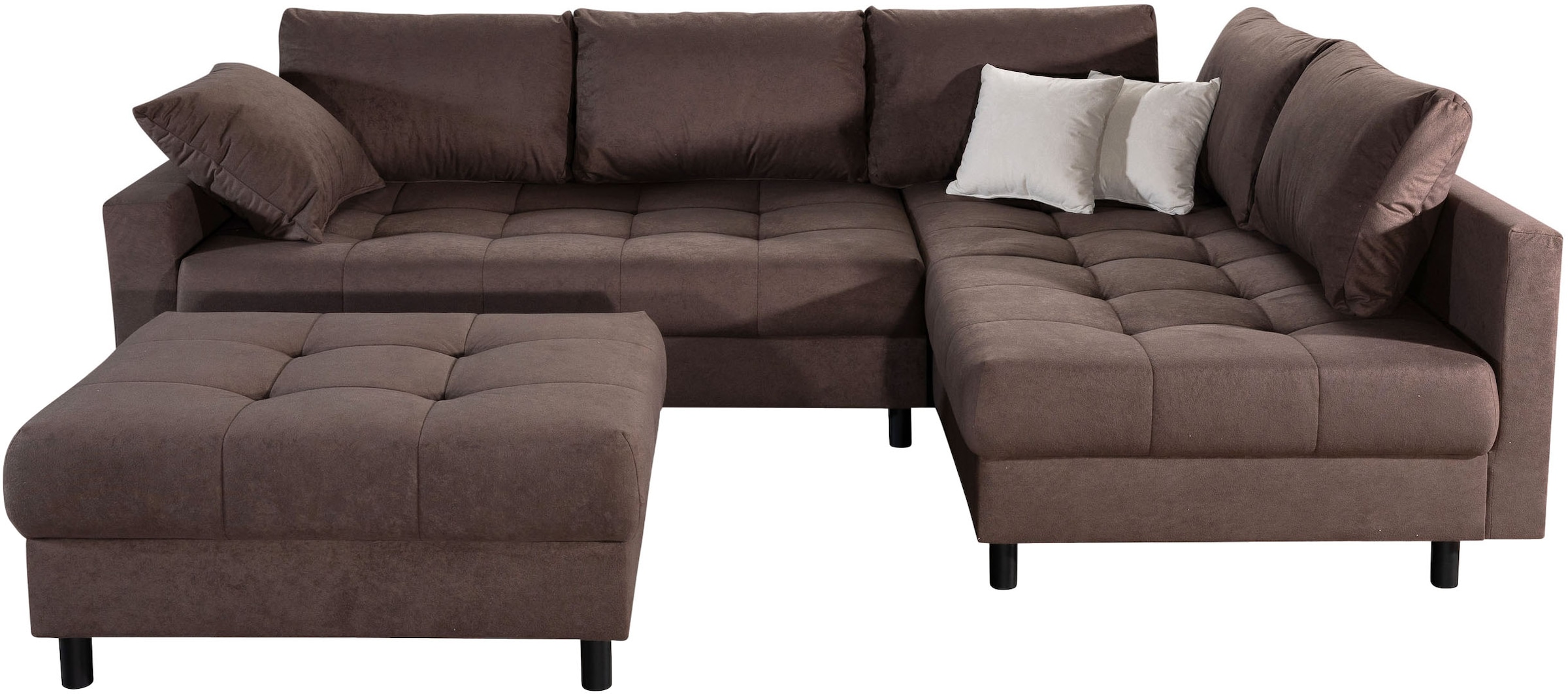 COLLECTION AB Canapé d'angle »Toni L-Form 274 cm« Set : canapé & pouf, 2 coussins décoratifs, ressorts Bonell