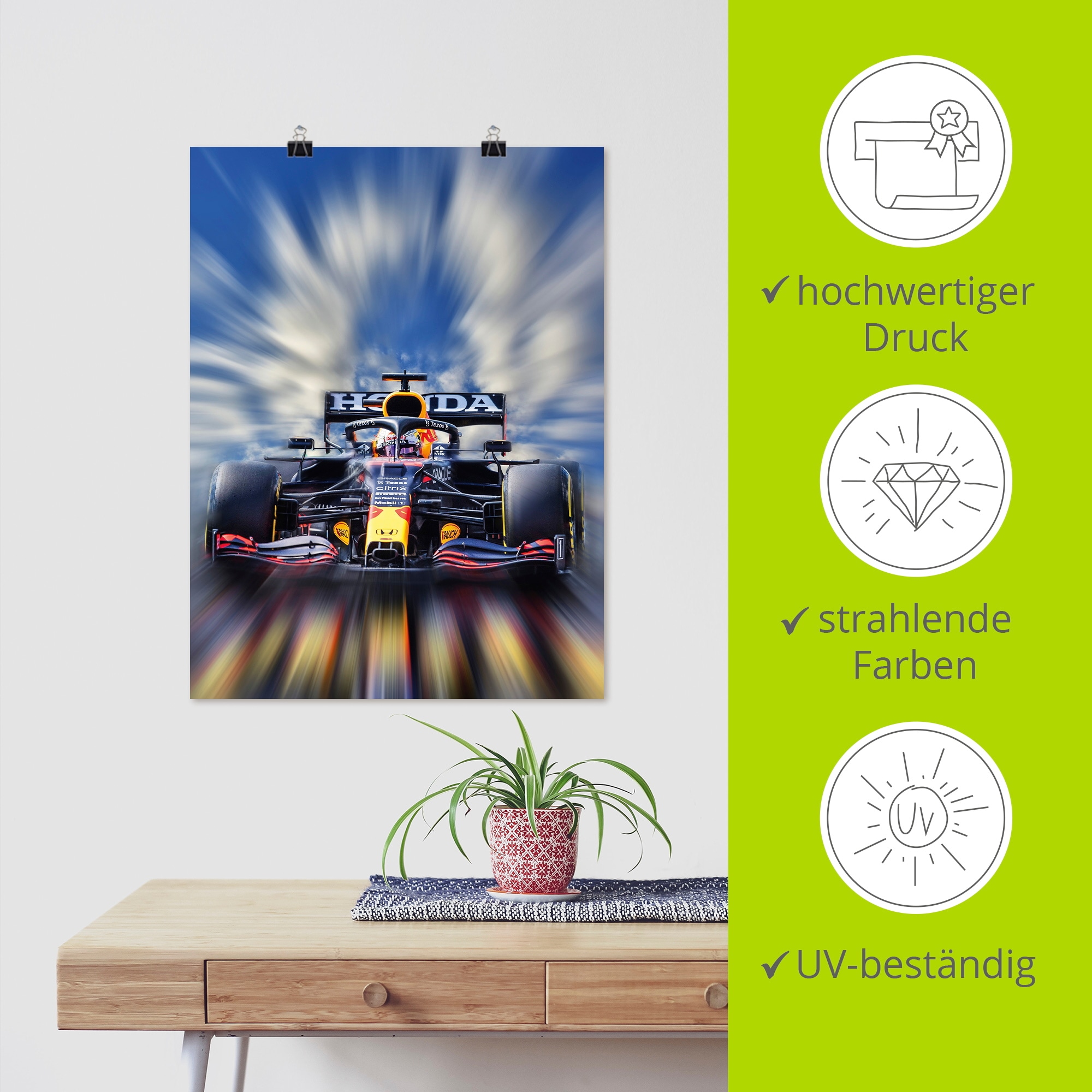 Artland Wandbild »Max Verstappen - Weltmeister der Formel1«, Auto, (1 St.), als Alubild, Outdoorbild, Leinwandbild, Poster, Wandaufkleber