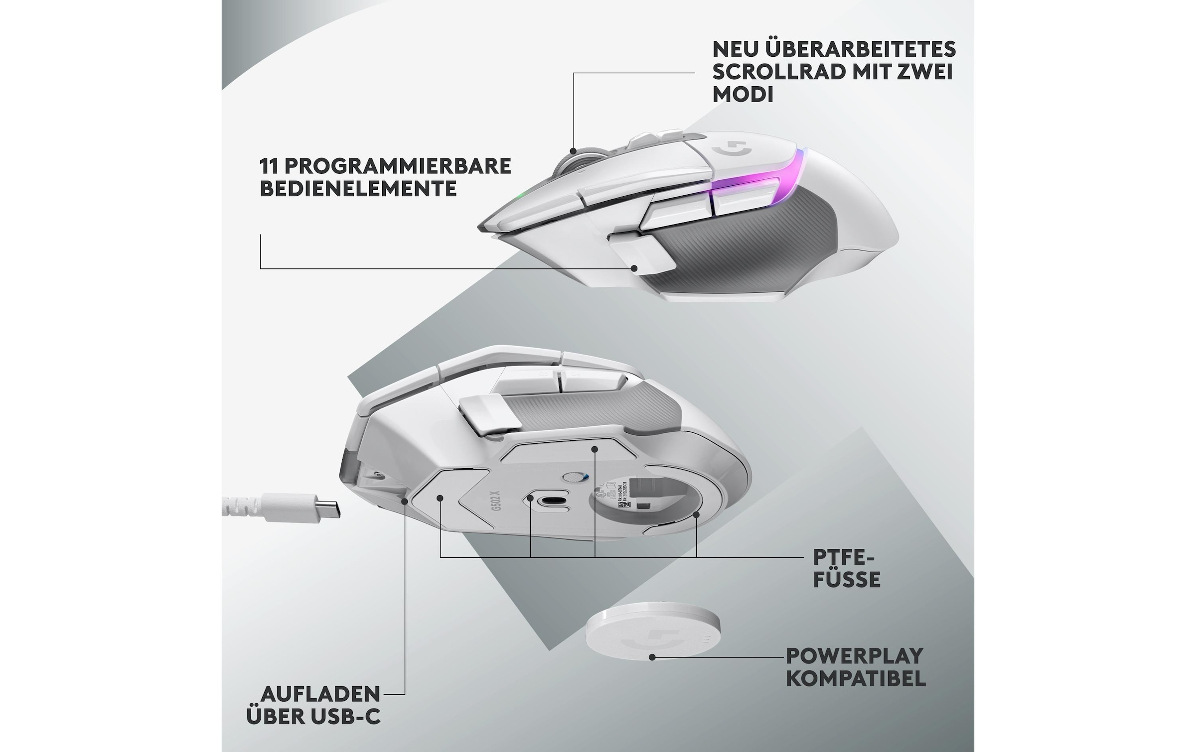 Logitech Gaming-Maus »Logitech G502 X Plus white«, kabellos