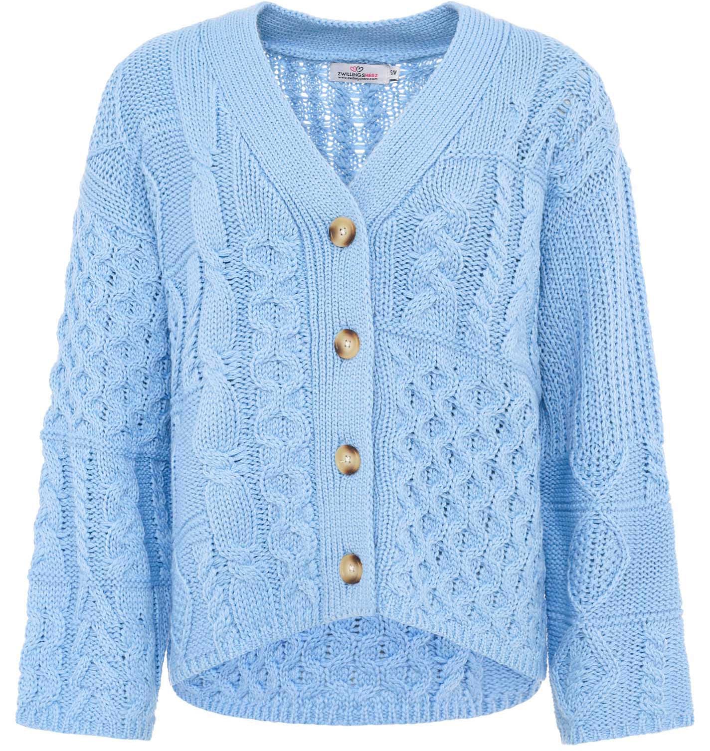 Zwillingsherz Cardigan »"Zopfstrick"«, "Zopfstrick" mit Knopfleiste und Wollanteil