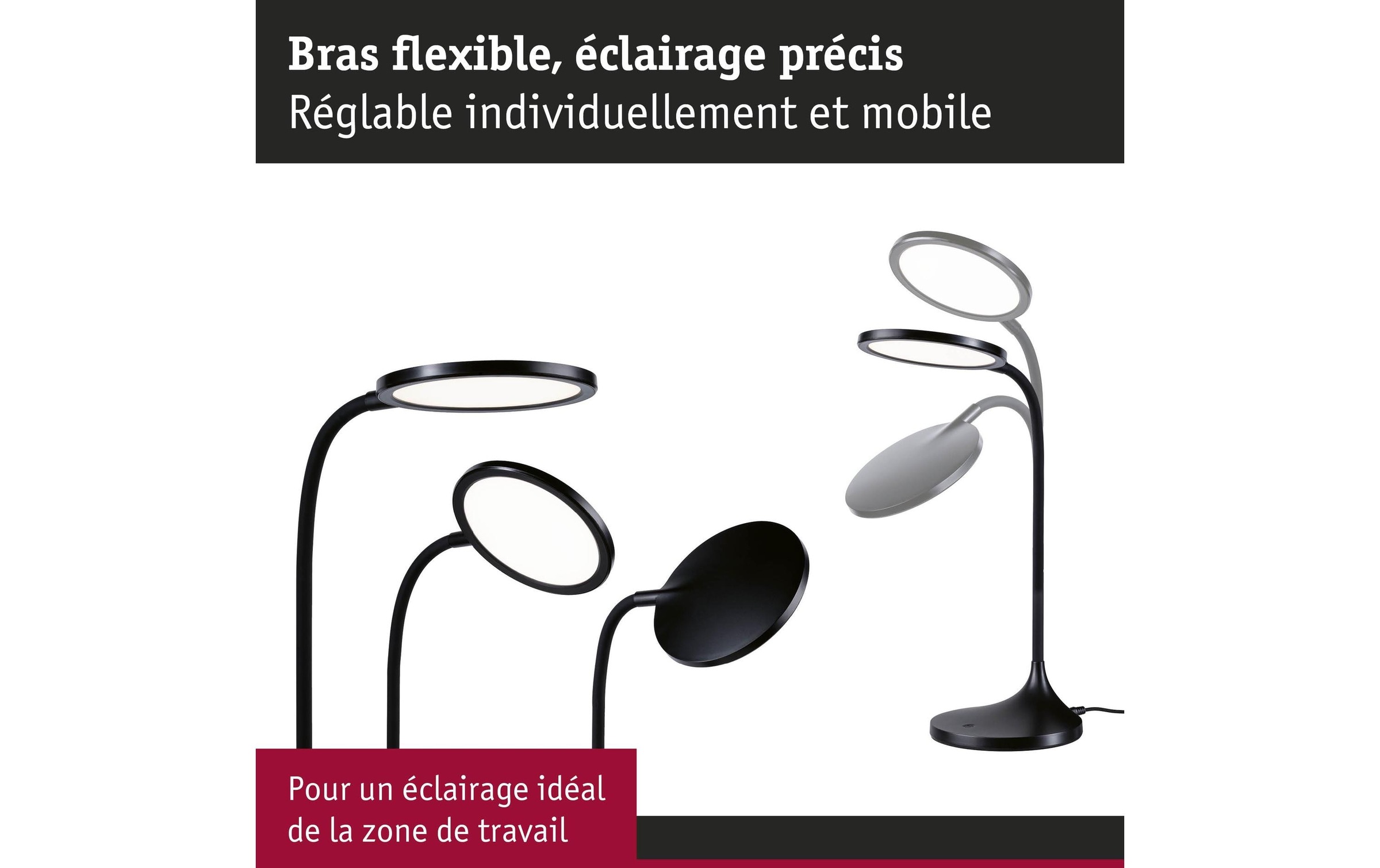 Paulmann Lampe de bureau LED »Paulmann Schreibtischleuchte Schwarz, matt« Module LED blanc chaud