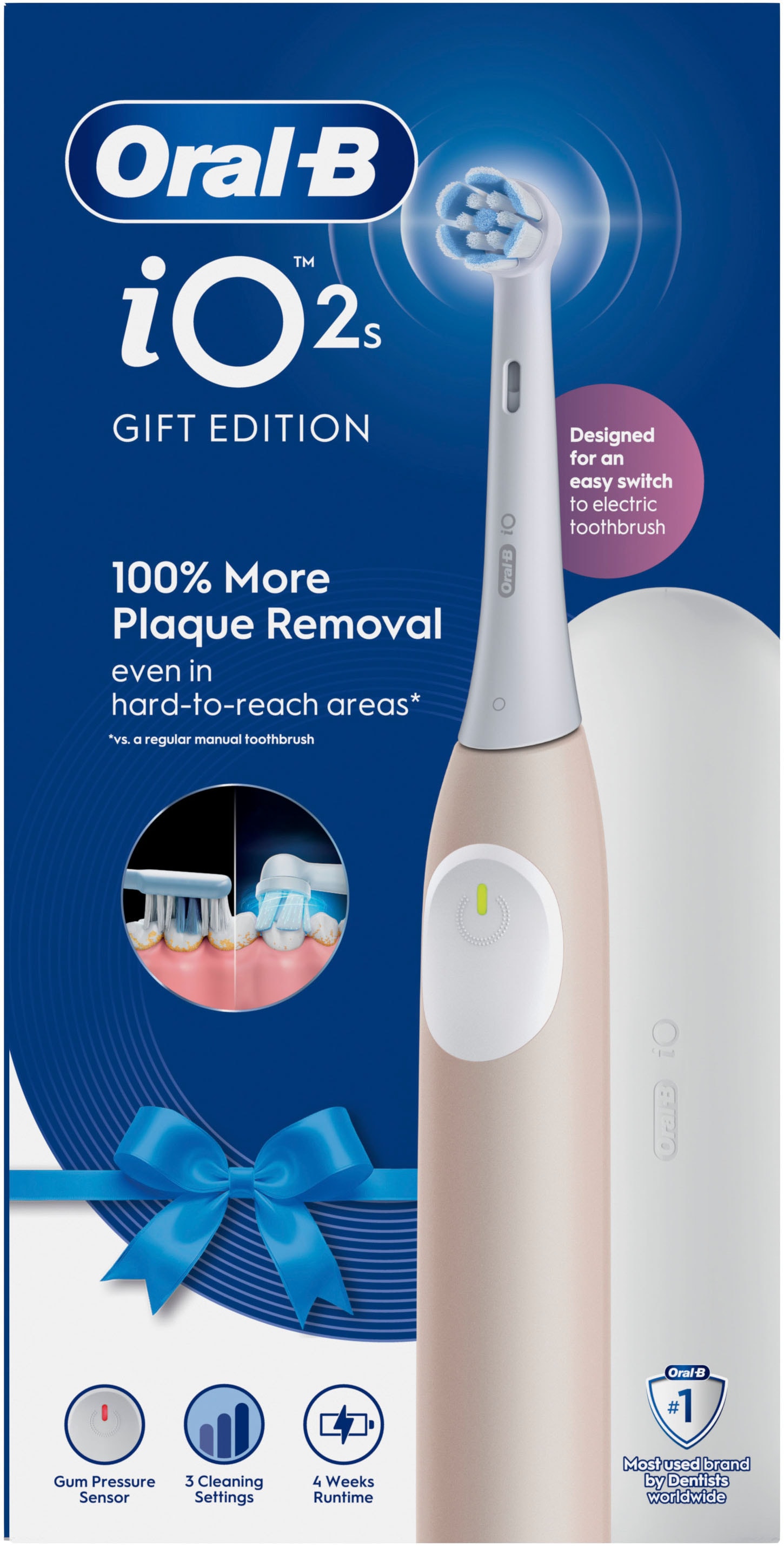 Oral-B Brosse à dents électrique »iO Series 2« 1 cuis Aufsteckbürsten pour un nettoyage en douceur, étui de voyage, support pour brosses amovibles