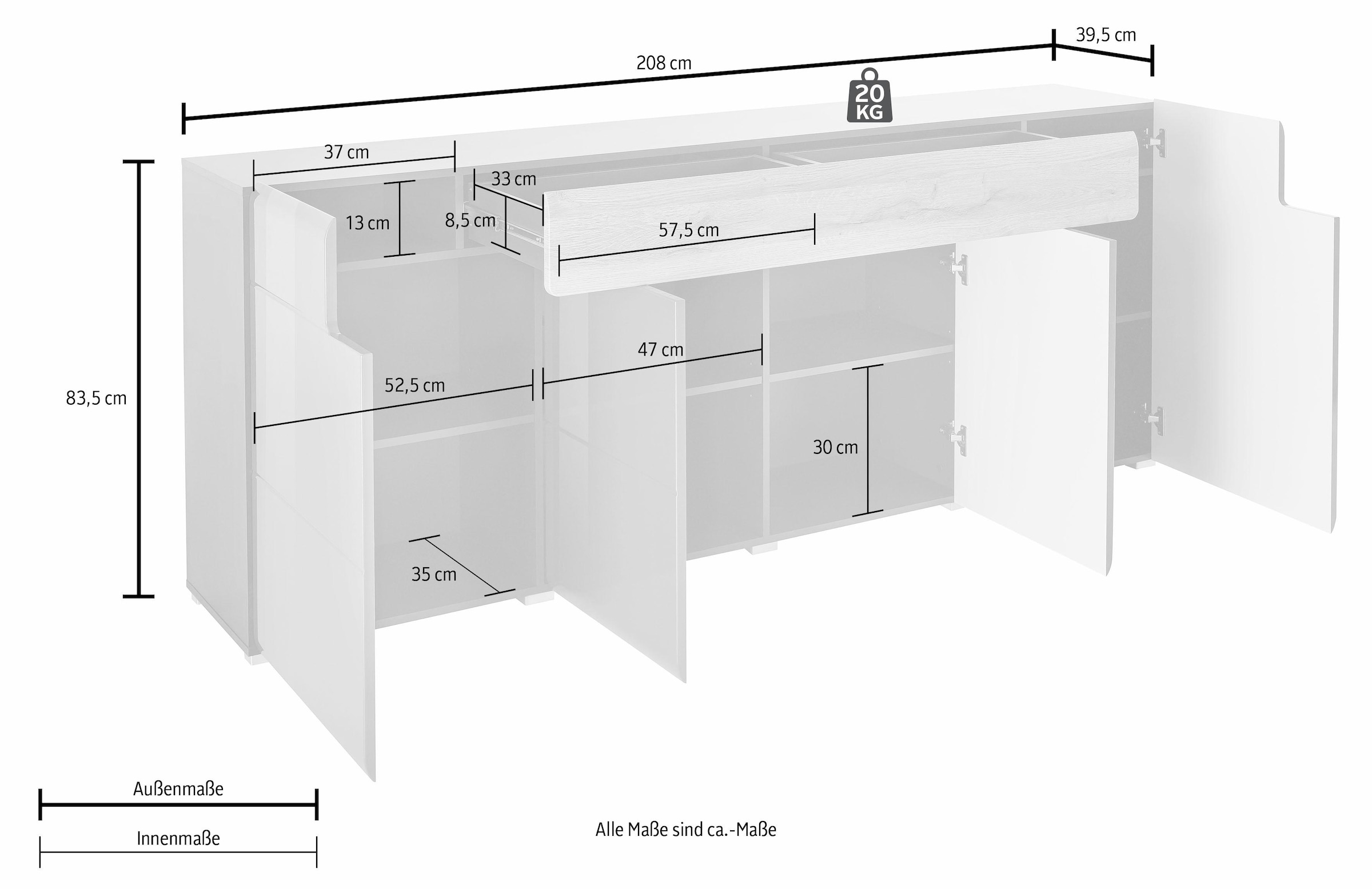 INOSIGN Sideboard »Toledo«, Breite 208 cm