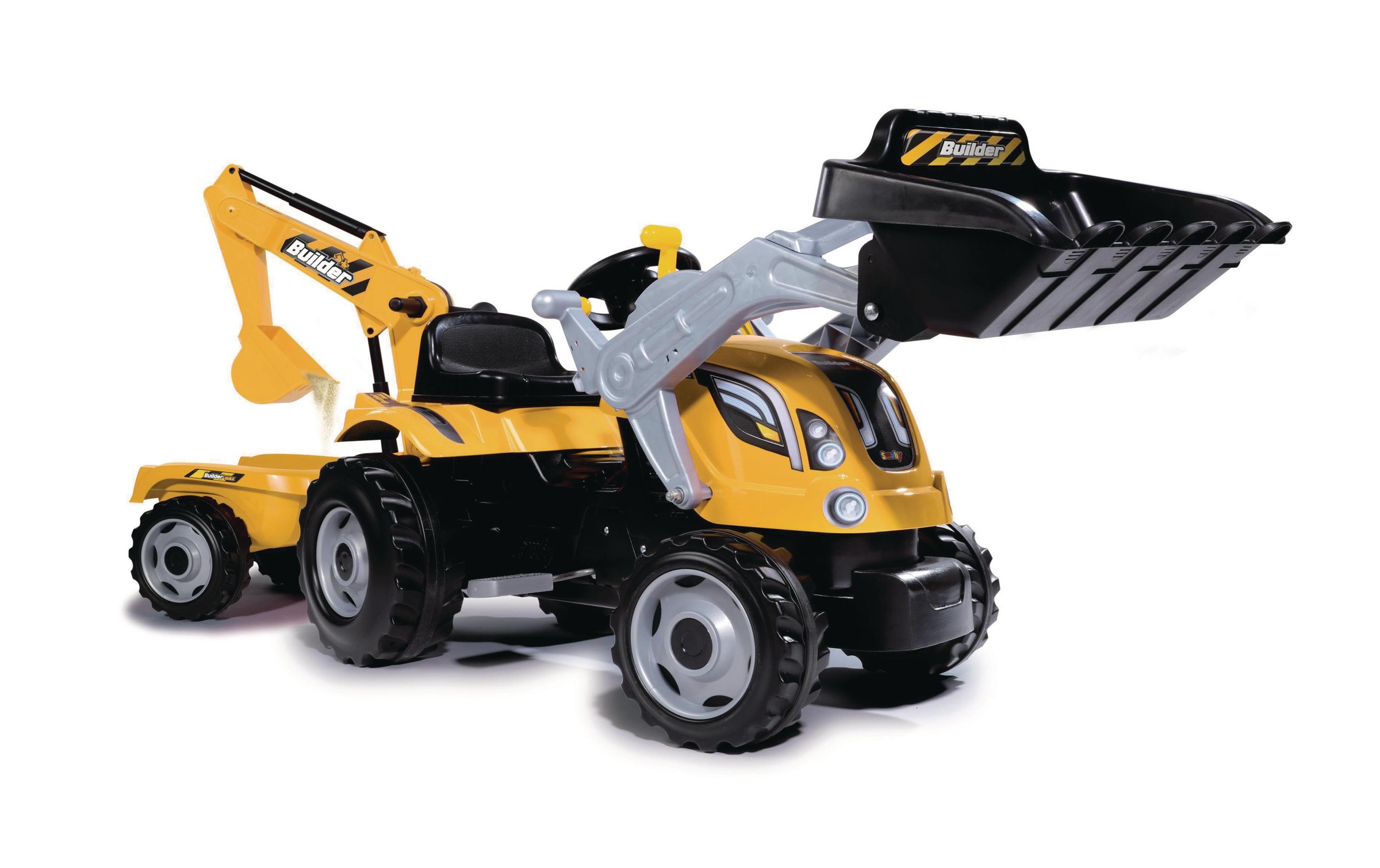 Image of Smoby Trettraktor »Builder Max, gelb«, mit Heckbagger, Frontlader und Anhänger bei Ackermann Versand Schweiz