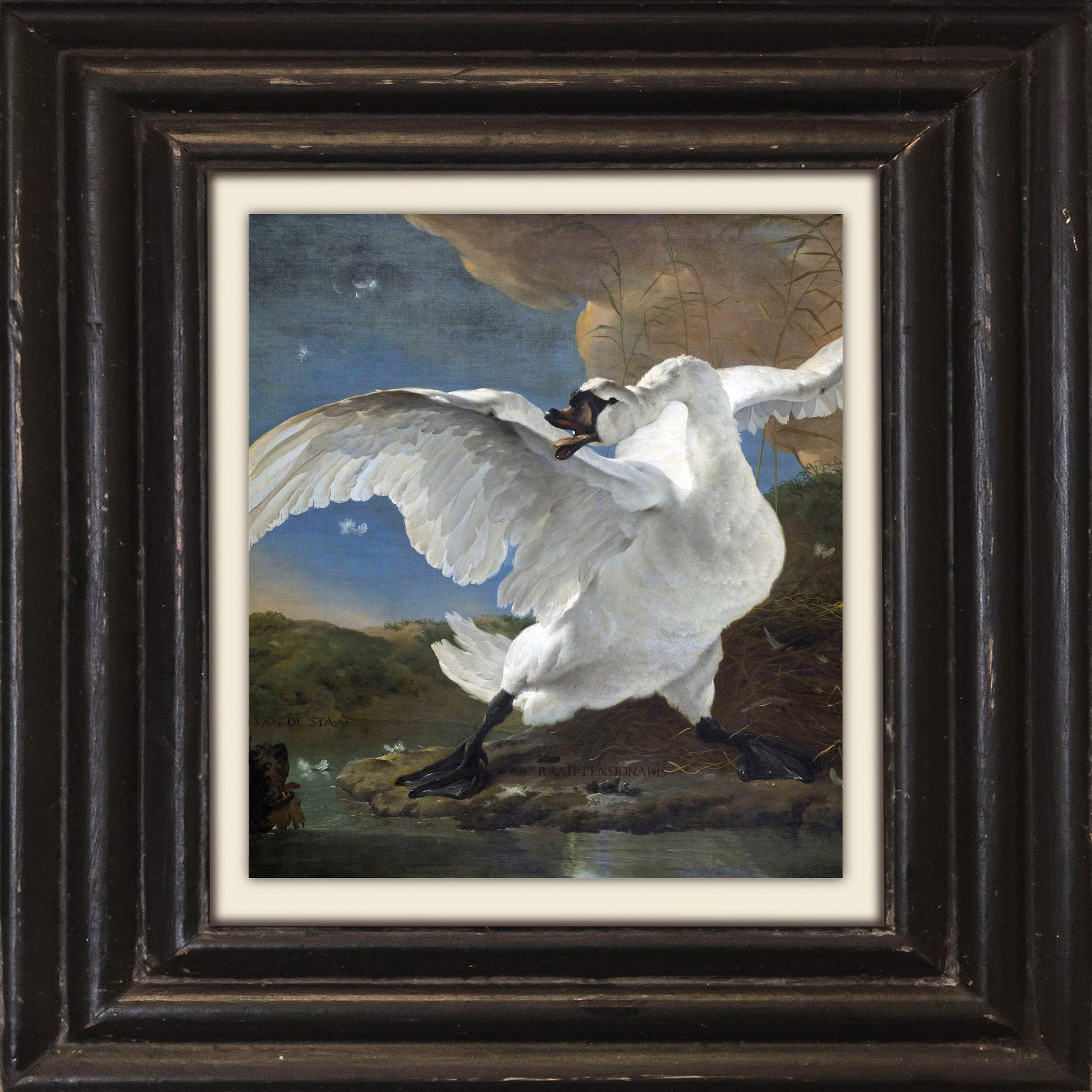 Image of queence Leinwandbild "Schwan" Kunst Schwanen Bilder Tiere Premium-Leinwandstoff, Handarbeit aus Deutschland, 40x40cm