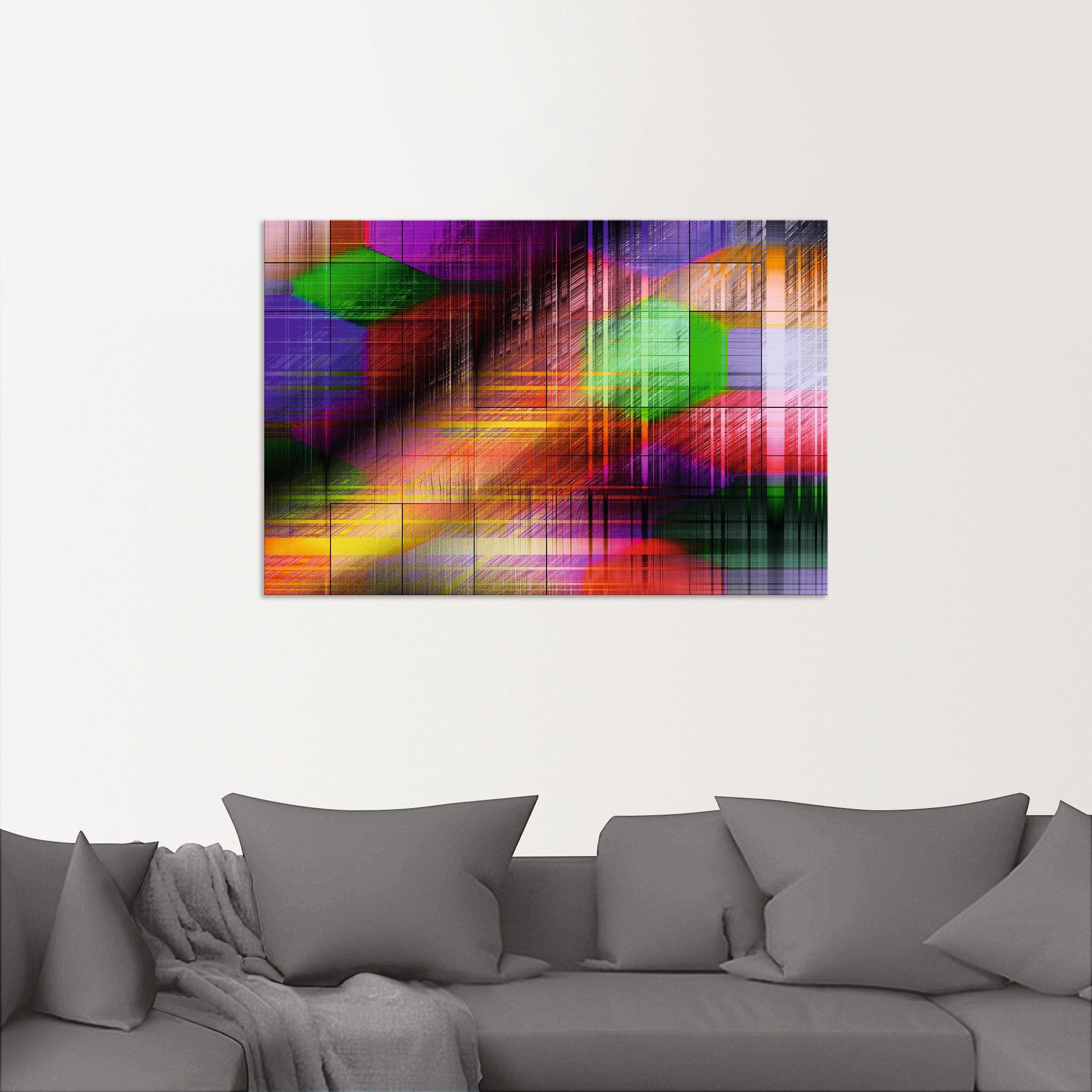 Artland Alu-Dibond-Druck »Bunte Linien II«, Muster, (1 St.), für Innen- und Aussenbereich geeignet, Outdoorbild