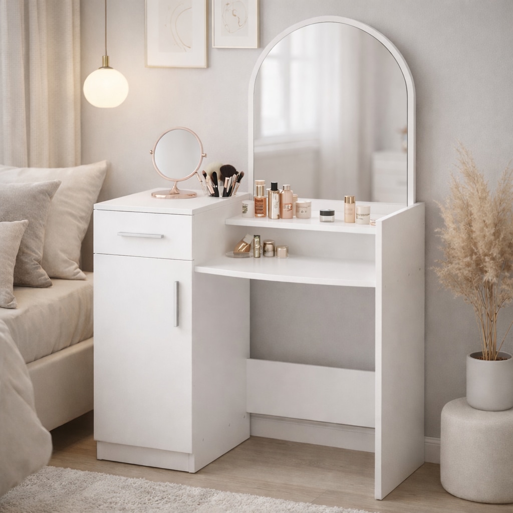 GOODproduct Coiffeuse »Trympo 1, Kosmetiktisch, Frisiertisch, Schminkkommode, Toilettentisch« Schminktisch mit Spiegel und Stauraum (1 Schublade, 1 Tür)
