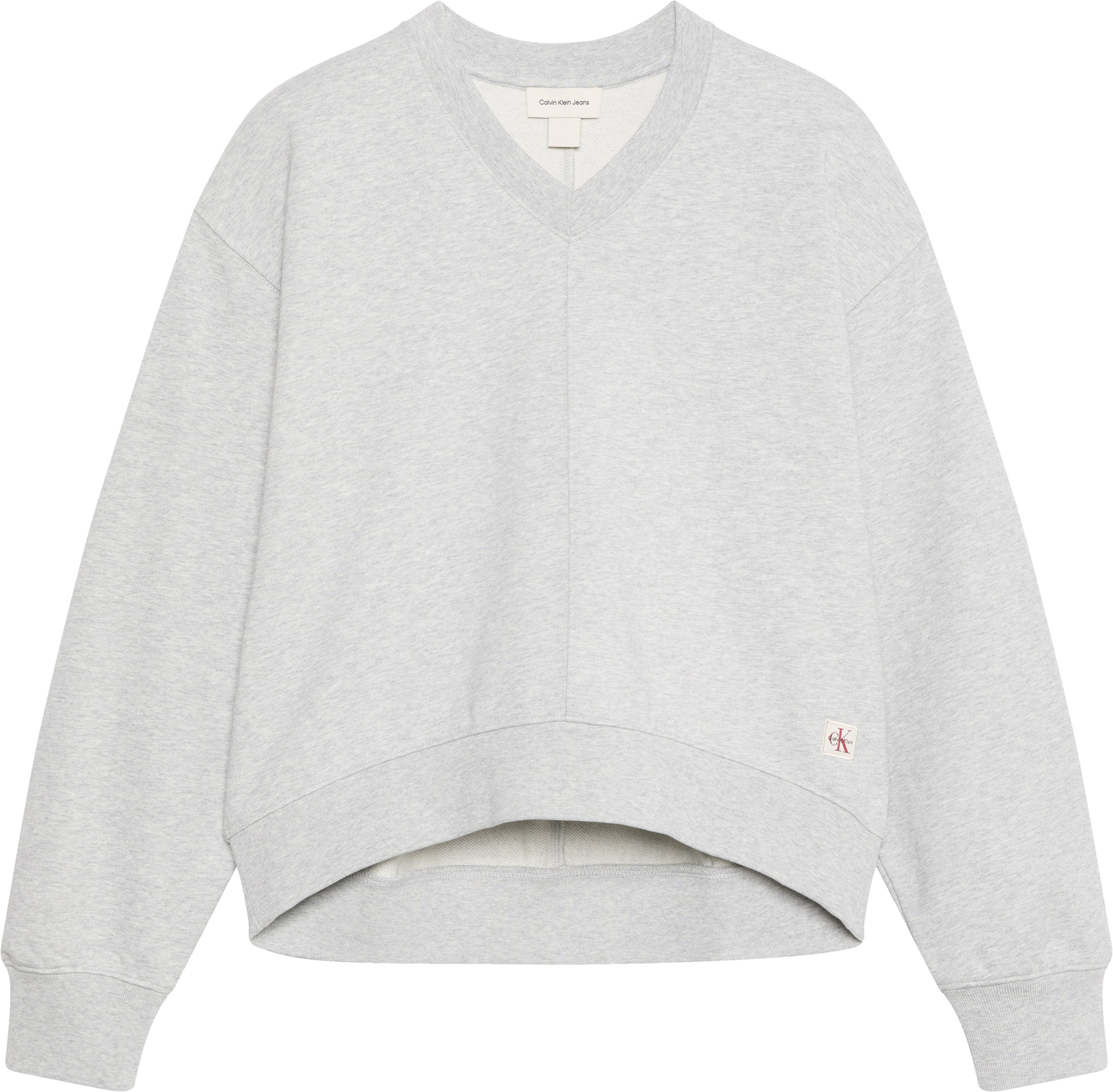 Calvin Klein Jeans Sweatshirt »LS TERRY WOVEN LABEL VNK SWEATSH«, Regular fit mit V-Ausschnitt

