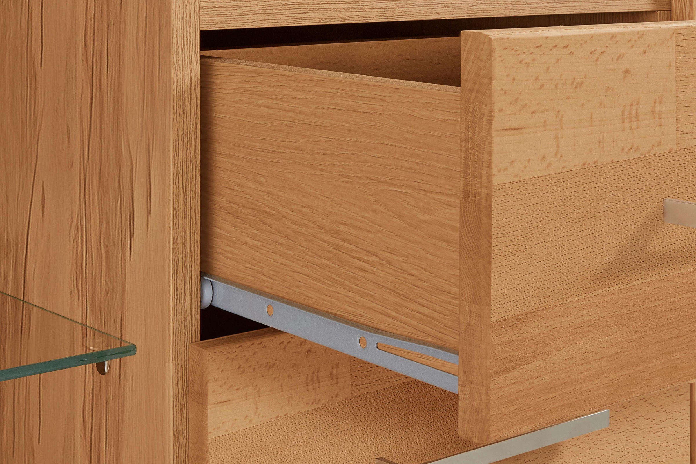 Home affaire Highboard »Ribe,130cm breit145cm hoch,Fronten Massivholz,12 Fächer« Korpus  aus Holzwerkstoff, Metall Griffe,Böden versetzbar