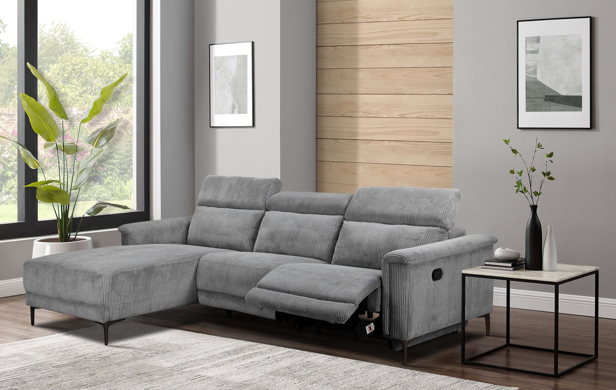 Image of GOODproduct Ecksofa "LUND Cord, L-Form, 261 cm, man. o. elektr. Relaxfunktion (mit USB-A)" USB-C bei elektrischer Variante und Kopfteilverstellung