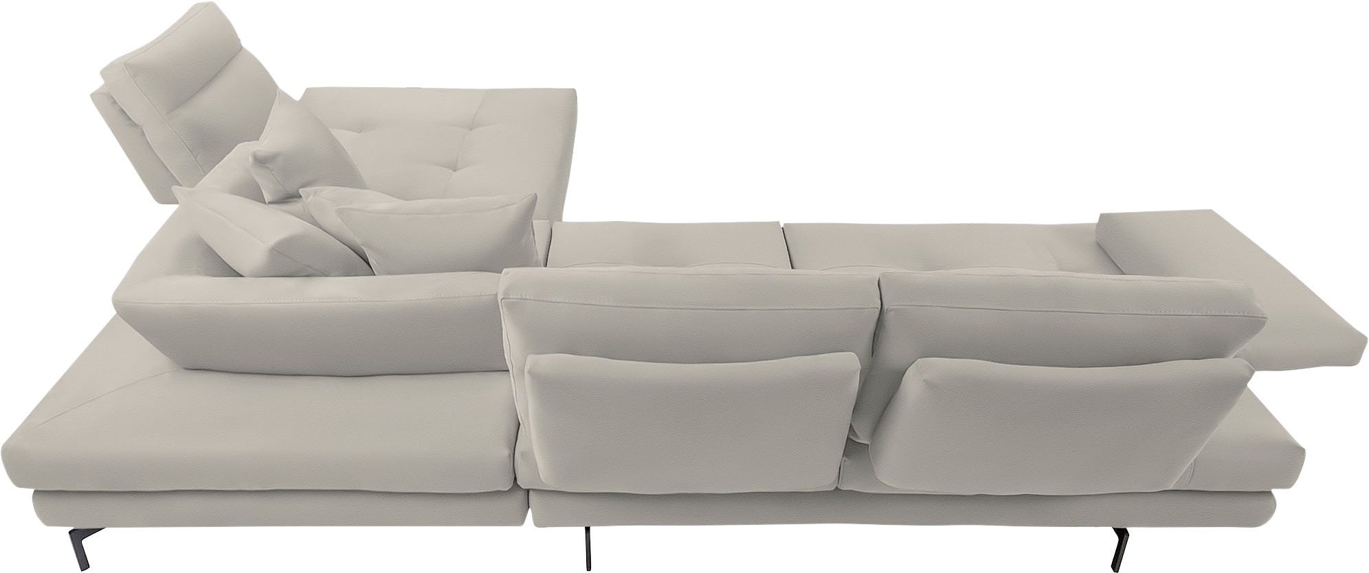 CALIA ITALIA Ecksofa »Toby Wing, Komfortsofa mit Sitzkomfort der Extraklasse, L-Form«, Sitztiefenverstellung, wahlw. mit Kissen-Set,Füsse schwarz matt