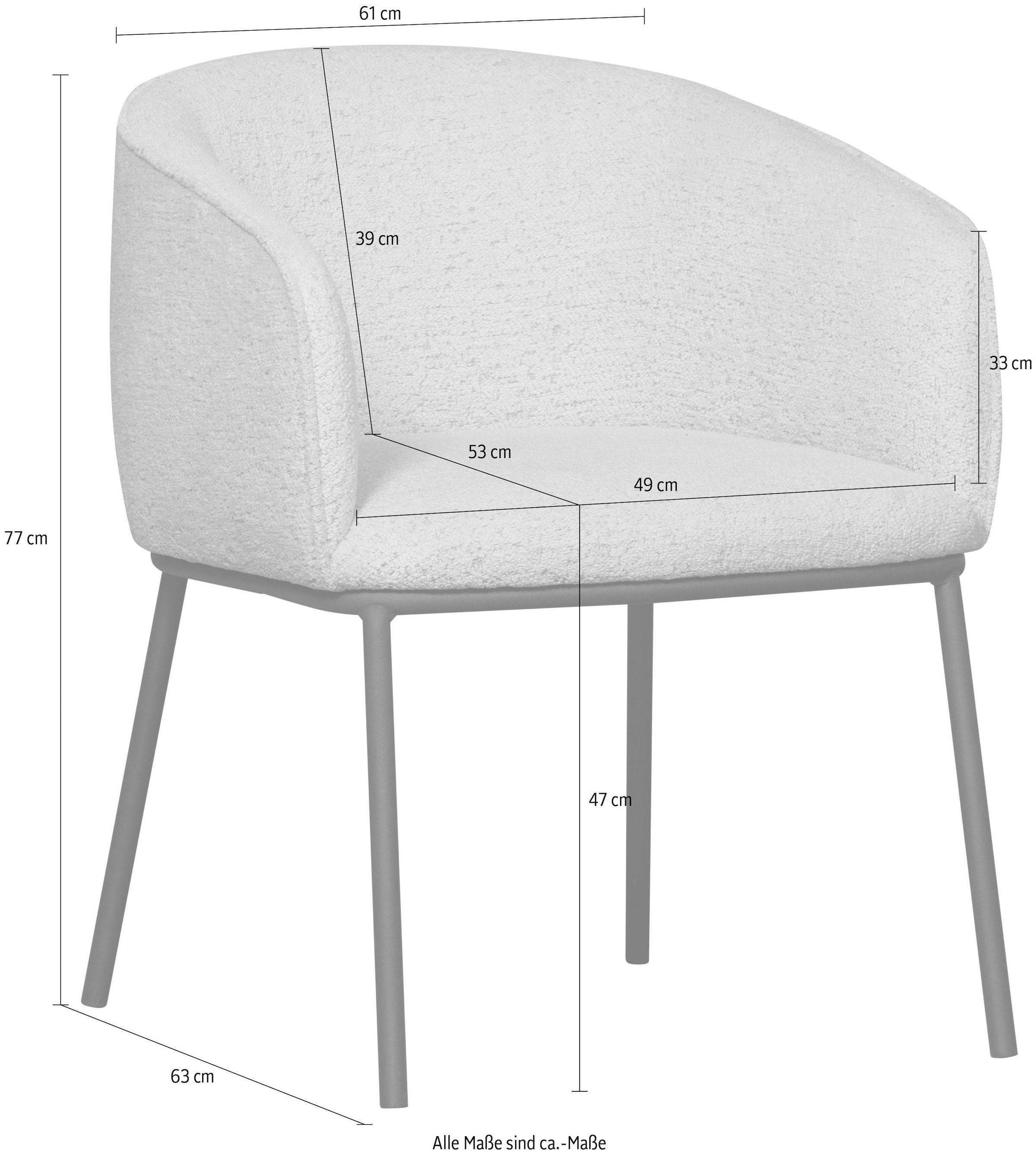WOOOD Chaise de salle à manger »Leon mit Happy-Bouclé-Bezug und Metallgestell, B 61 x T 63 x H 77 cm« () Capacité de charge 100 kg, facile à monter, facile d'entretien