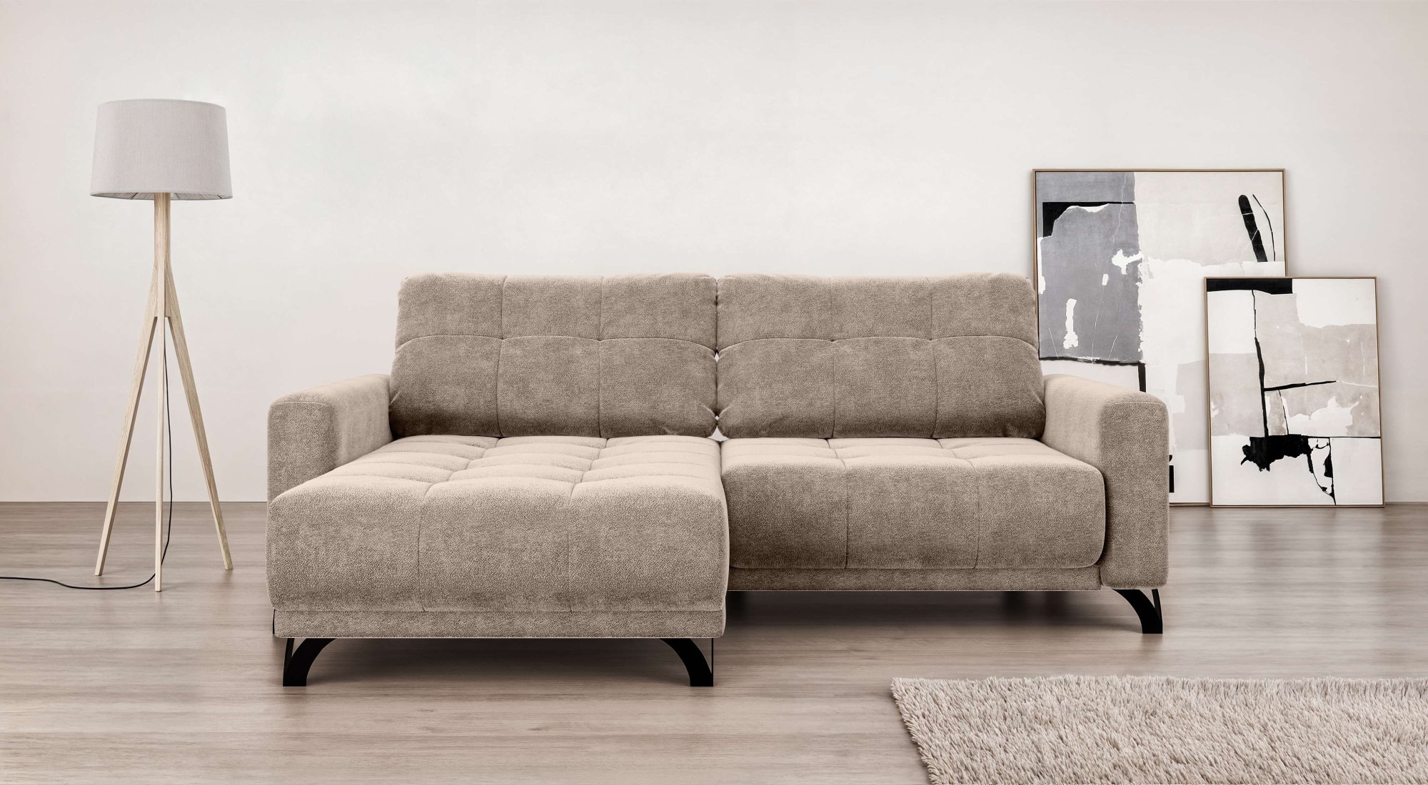 INOSIGN Ecksofa »FAIRVIEW mit verstellbaren Rückenlehne, Masse B/T/H: 234/174/93 cm«, L-Form mit Wellenunterfederung, Recamiere beidseitig montierbar