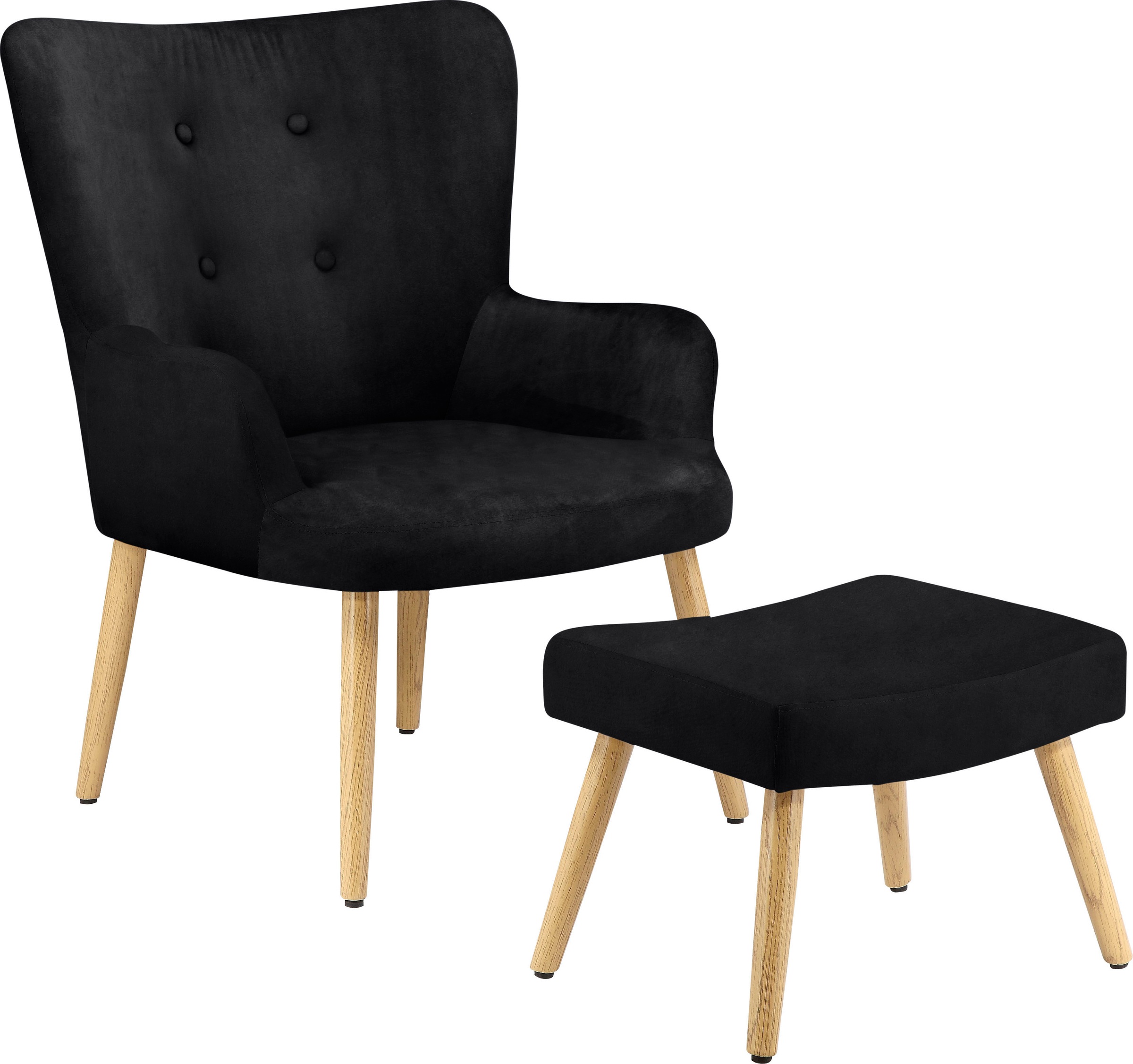 OTTO home Sessel "Levent, Ohrensessel mit Hocker," in unterschiedlichen Bezugsqualitäten, Sitzhöhe 40 cm