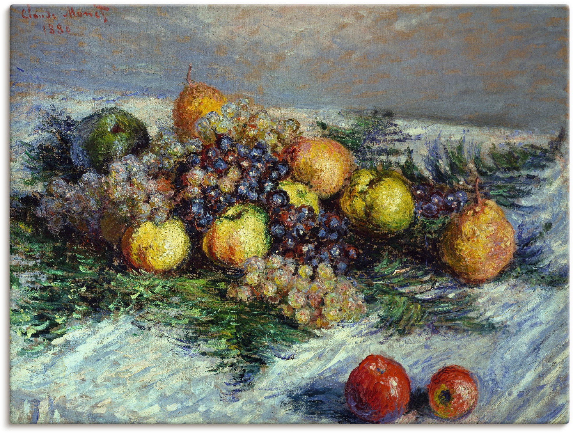 Image of Artland Wandbild »Stilleben mit Birnen und Trauben. 1880«, Arrangements, (1 St.), in vielen Grössen & Produktarten - Alubild / Outdoorbild für den Aussenbereich, Leinwandbild, Poster, Wandaufkleber / Wandtattoo auch für Badezimmer geeignet bei Ackermann V