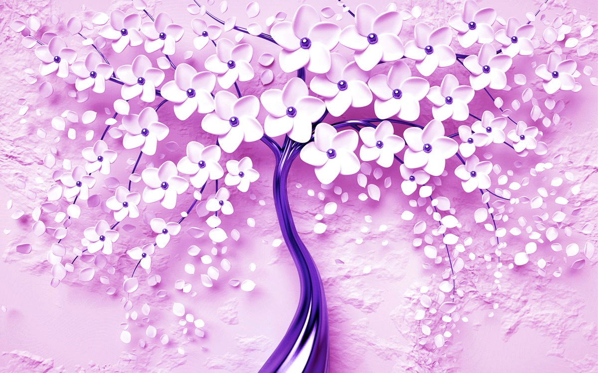 Papermoon Fototapete »Blumen Baum lila«