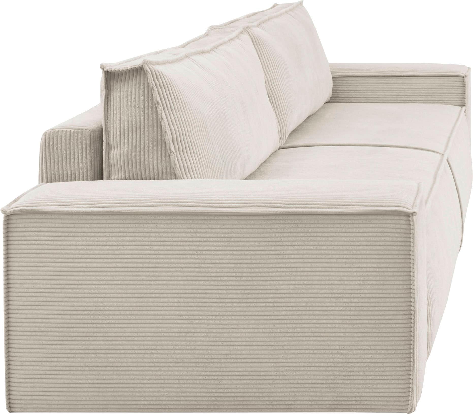 GOODproduct 3-places »SHERWOOD Schlafsofa (257cm) Cord, Samtvelours, Vintage-Lederoptik« Schlaffunktion mit Bettkasten (ca. 136/200cm)