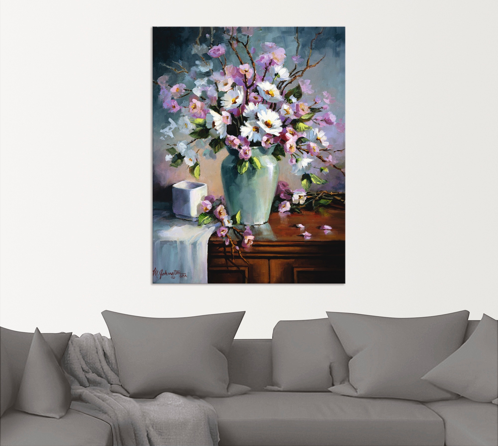 Image of Artland Wandbild »Apfel und Kirchblüten«, Arrangements, (1 St.), in vielen Grössen & Produktarten - Alubild / Outdoorbild für den Aussenbereich, Leinwandbild, Poster, Wandaufkleber / Wandtattoo auch für Badezimmer geeignet bei Ackermann Versand Schweiz