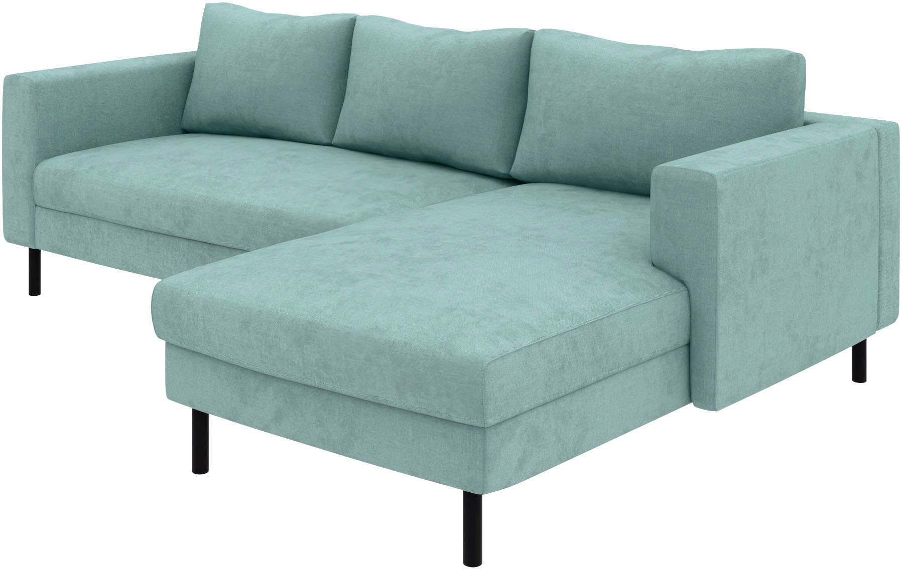 TRENDMANUFAKTUR Canapé d'angle »Amazing II, wahlw. mit Schlaffunktion & Bettkasten, Fuss schwarz« Recamiere beidseitig montierbar, L-Form,in Cord o. Struktur, B: 232 cm