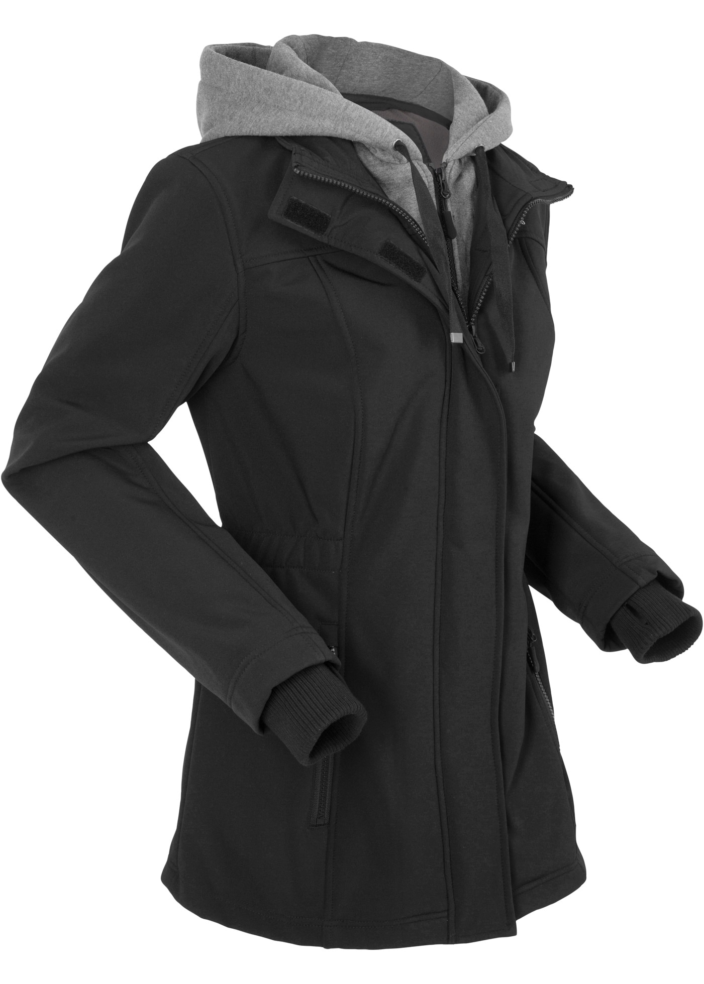 bonprix Veste softshell mit Kapuze Langjacke mit herausnehmbarem Sweat-Einsatz