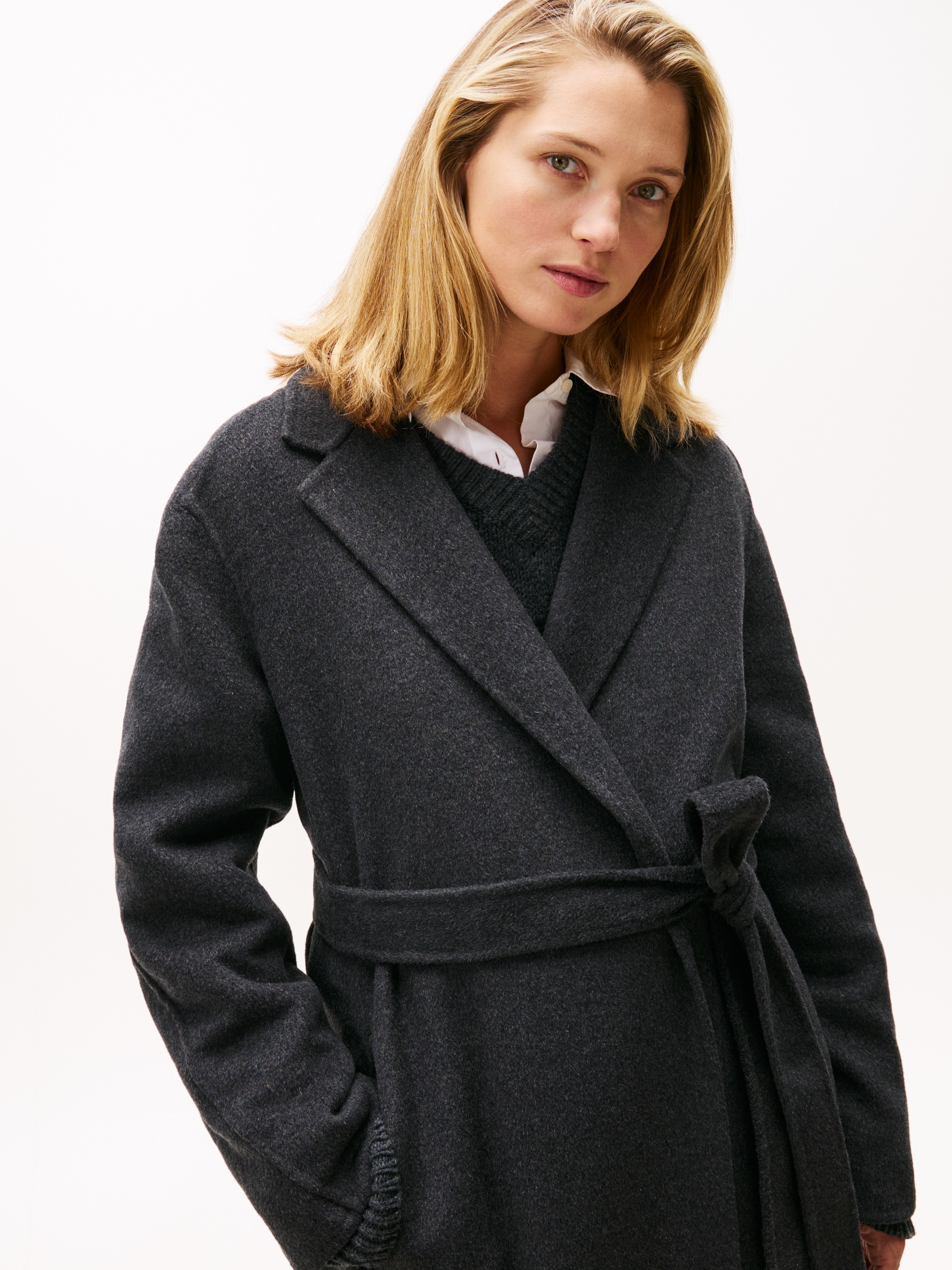 Tommy Hilfiger Wollmantel »DF WOOL REG BELTED MIDI COAT« mit Wolle