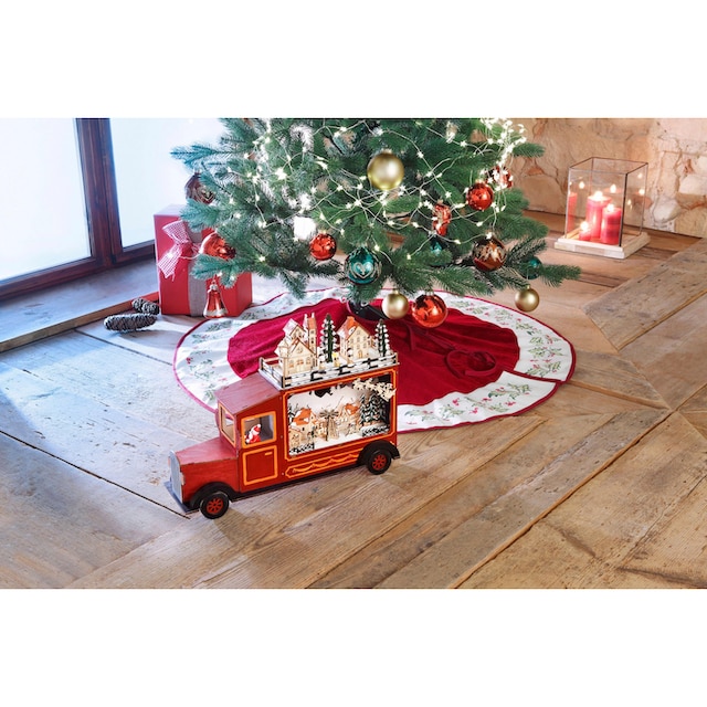 my home Weihnachtsbaumdecke »Blätter, Weihnachtsdeko rot, Christbaumschmuck«,  mit breiter Bordüre im weihnachtlichen Design à bas prix