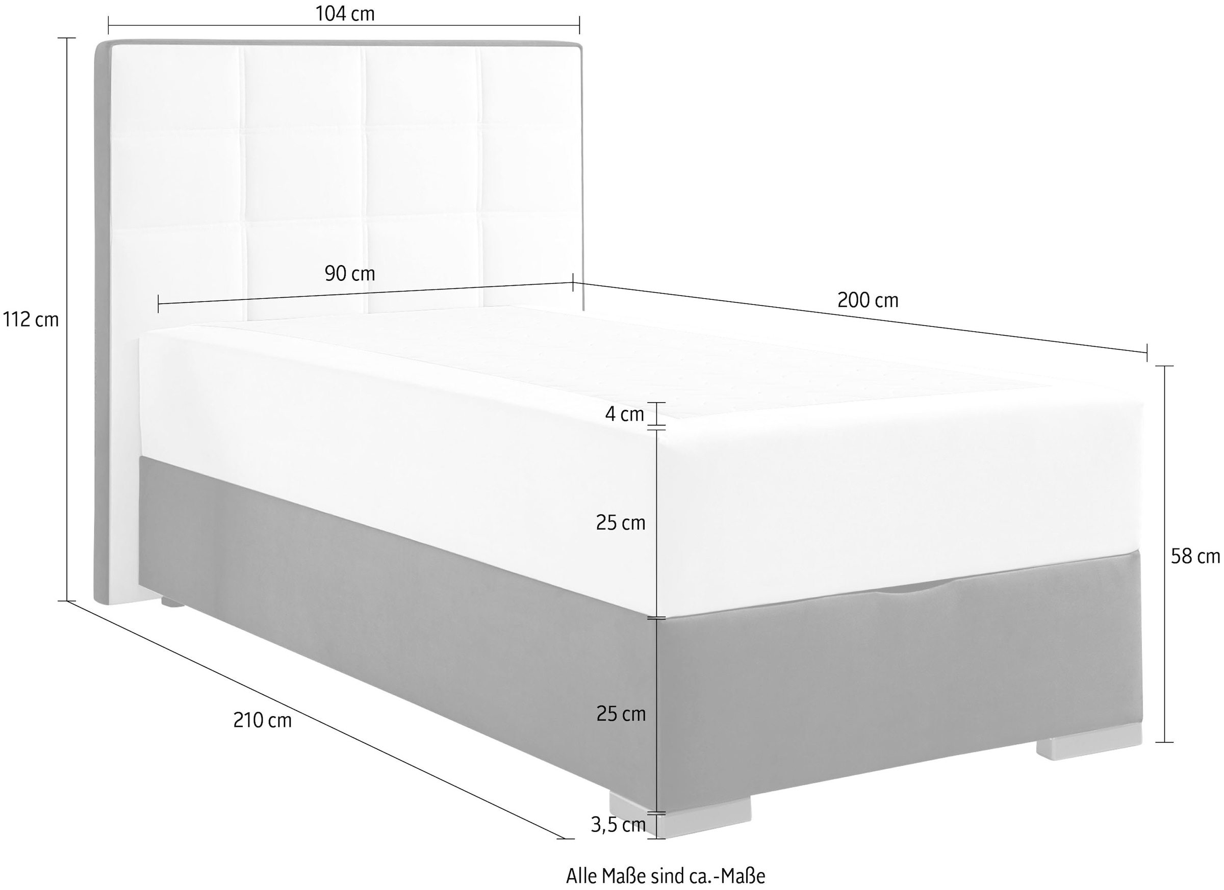 Maintal Boxspringbett, mit Bettkasten und Topper