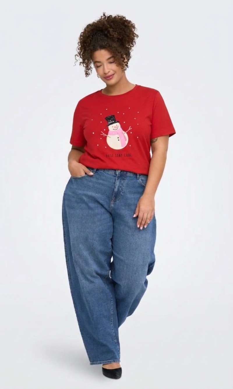 ONLY CARMAKOMA T-shirt »CARKITA REG S/S TEE XMAS JRS« Coton