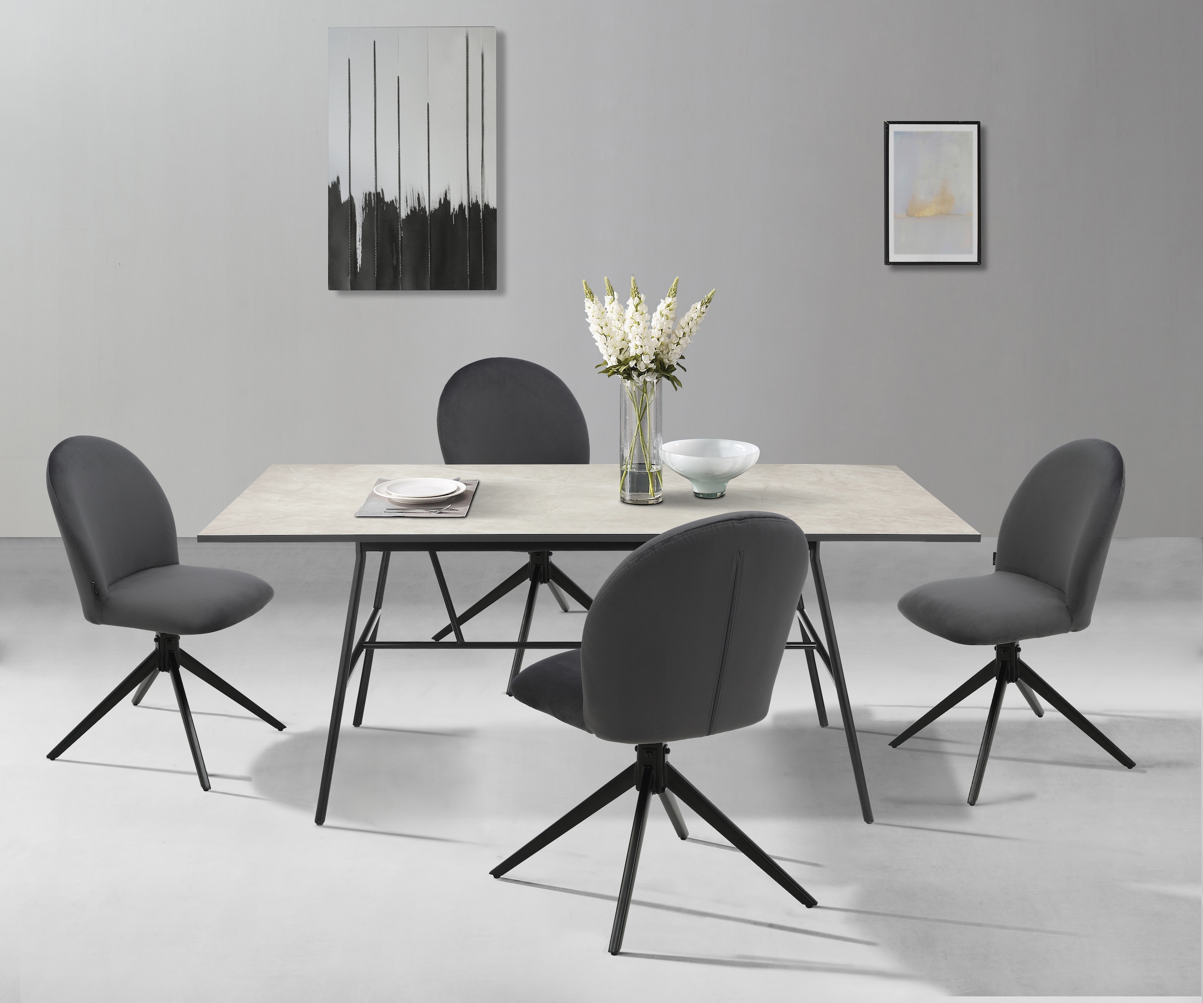Home affaire Esszimmerstuhl »Tempa, TOPSELLER!, OTTOs Choice«, (Set), 2 St., Samtvelours, Drehstuhl mit 360 Grad Drehfunktion