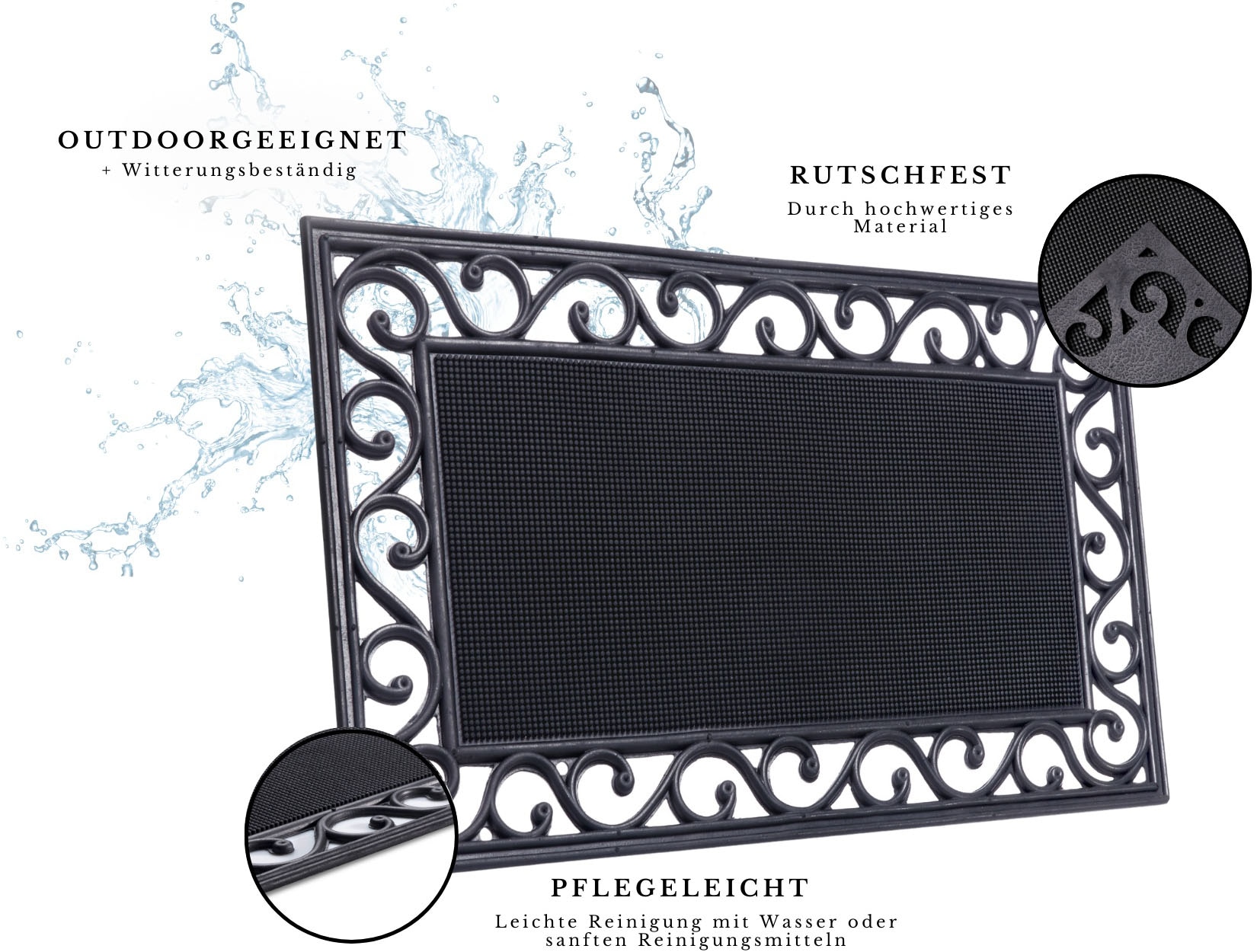 HANSE Home Fussmatte »Mix Mats Gusseisen-Optik Gummi Center, Türmatte«, rechteckig, 8 mm Höhe, Strapazierfähig, pflegeleicht, robust, wetterfest, UV-beständig
