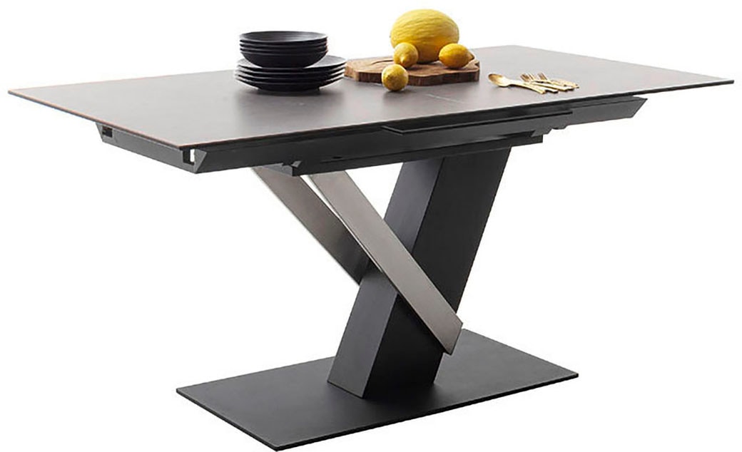 MCA furniture Esstisch »MASSARO Tisch mit Säule 160-210 cm« Einzelstück,  Keramik, Metall, Synchronauszug, ausziehbar, 6-8 Pers.