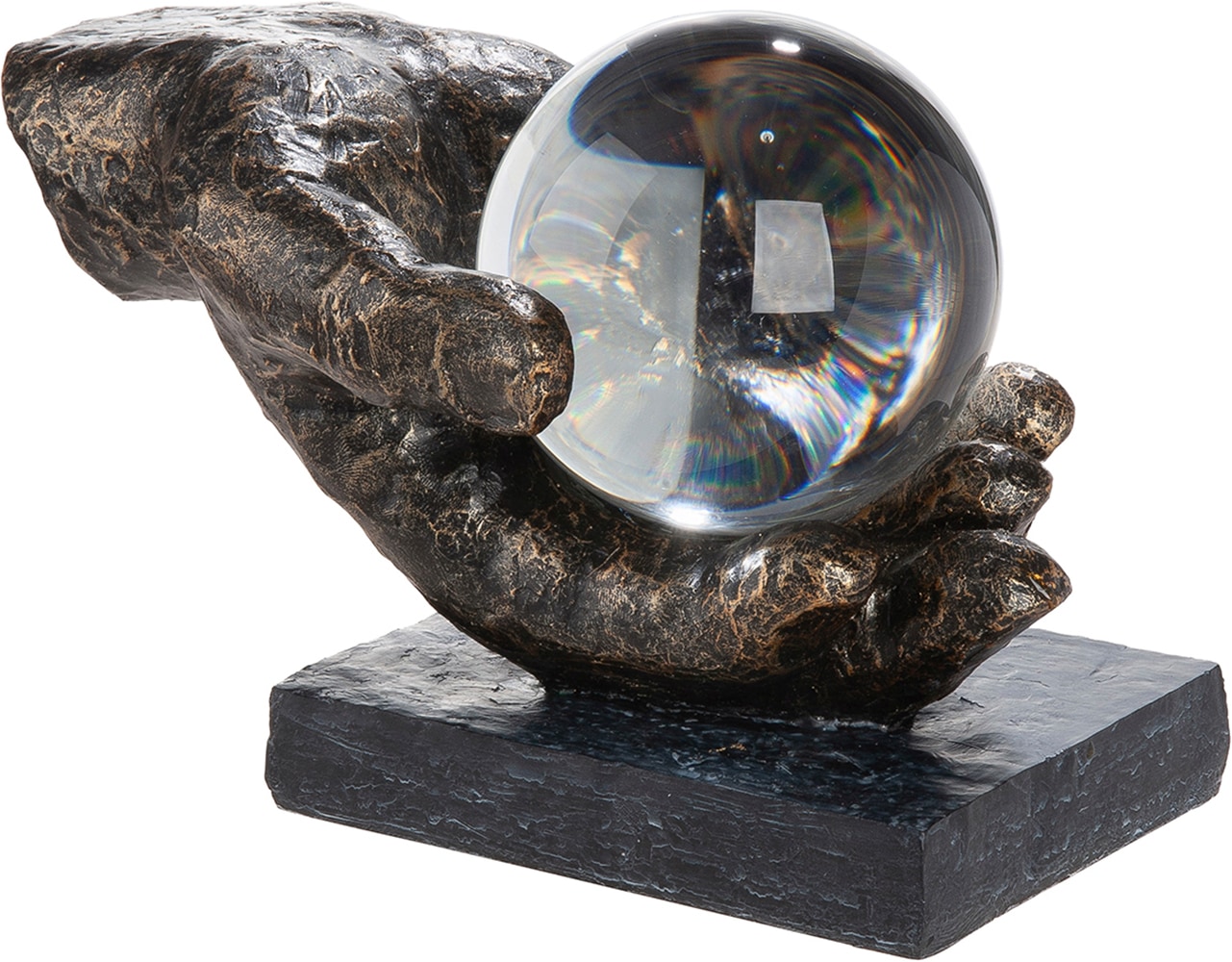 Image of GILDE Skulptur "Skulptur Hand; Kugel Erkenntnis bronzefarben" Erkenntnis Weisheit Lebensweg Philosophie Inspiration