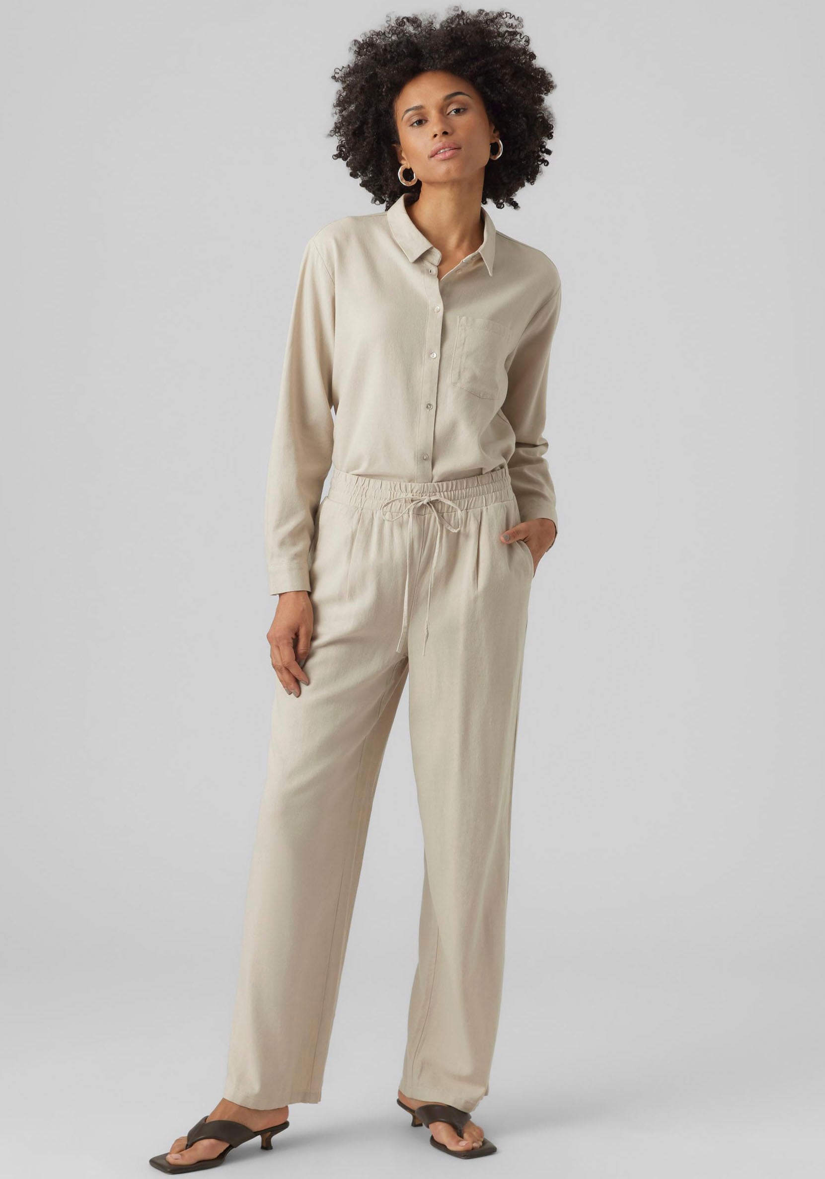 Vero Moda Schlupfhose »VMJESMILO WIDE PANTS GA NOOS«, mit Leinen