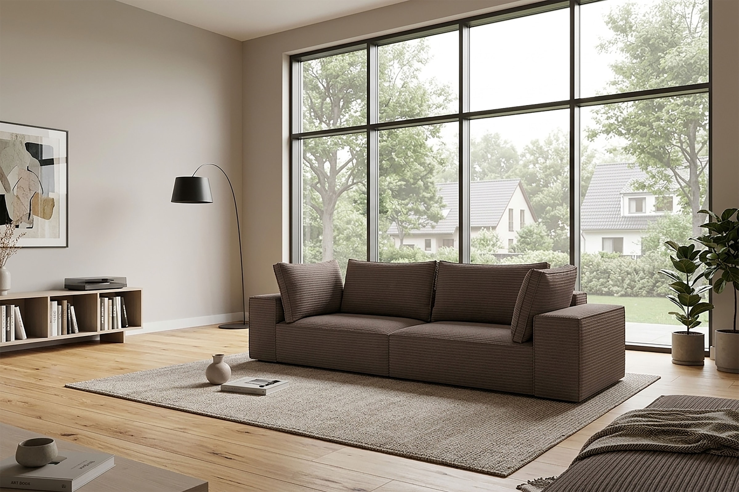 Trends by HG Canapé Big »Conor XXL, B: 312cm, Liegefläche: 138x 238cm, in Cord und Velours« avec fonction couchage et coffre de lit