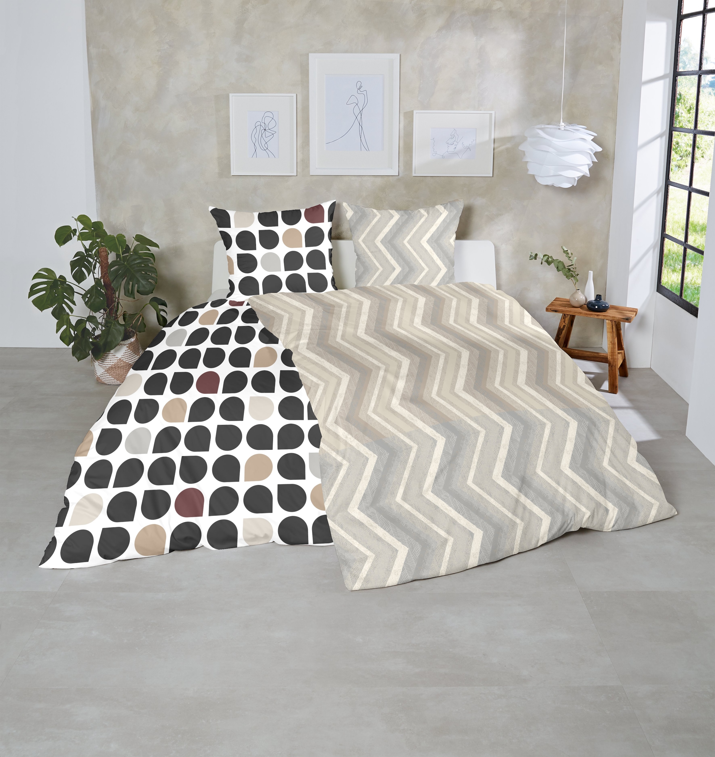 Primera Linge de lit »Mako-Satin -Bettwäsche Jacquard« 2 cuis avec look jacquard classique