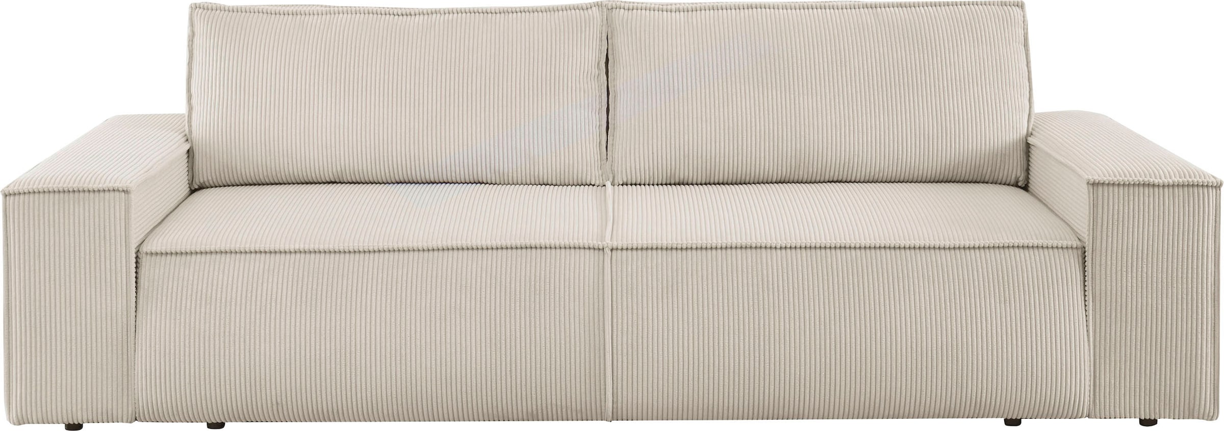 GOODproduct 3-places »SHERWOOD Schlafsofa (257cm) Cord, Samtvelours, Vintage-Lederoptik« Schlaffunktion mit Bettkasten (ca. 136/200cm)