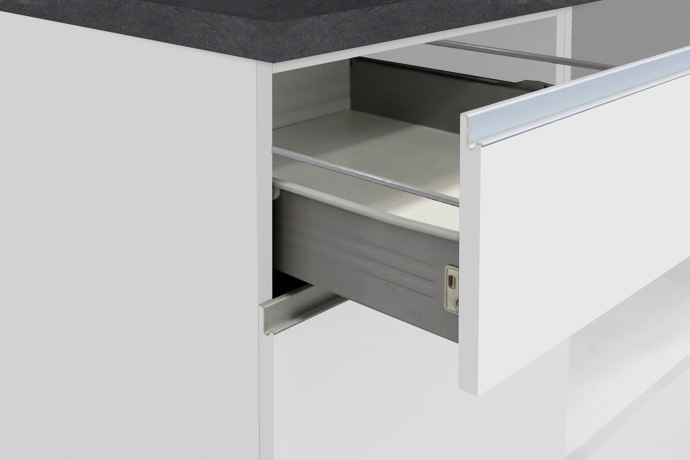 KOCHSTATION Ilot de cuisine »Sole,Kochinsel,Küchenarbeitsblock,Inselküche,Arbeitsinsel« Breite 160 cm mit 2 Türen,2 Schubkästen, Aluminiumgriff