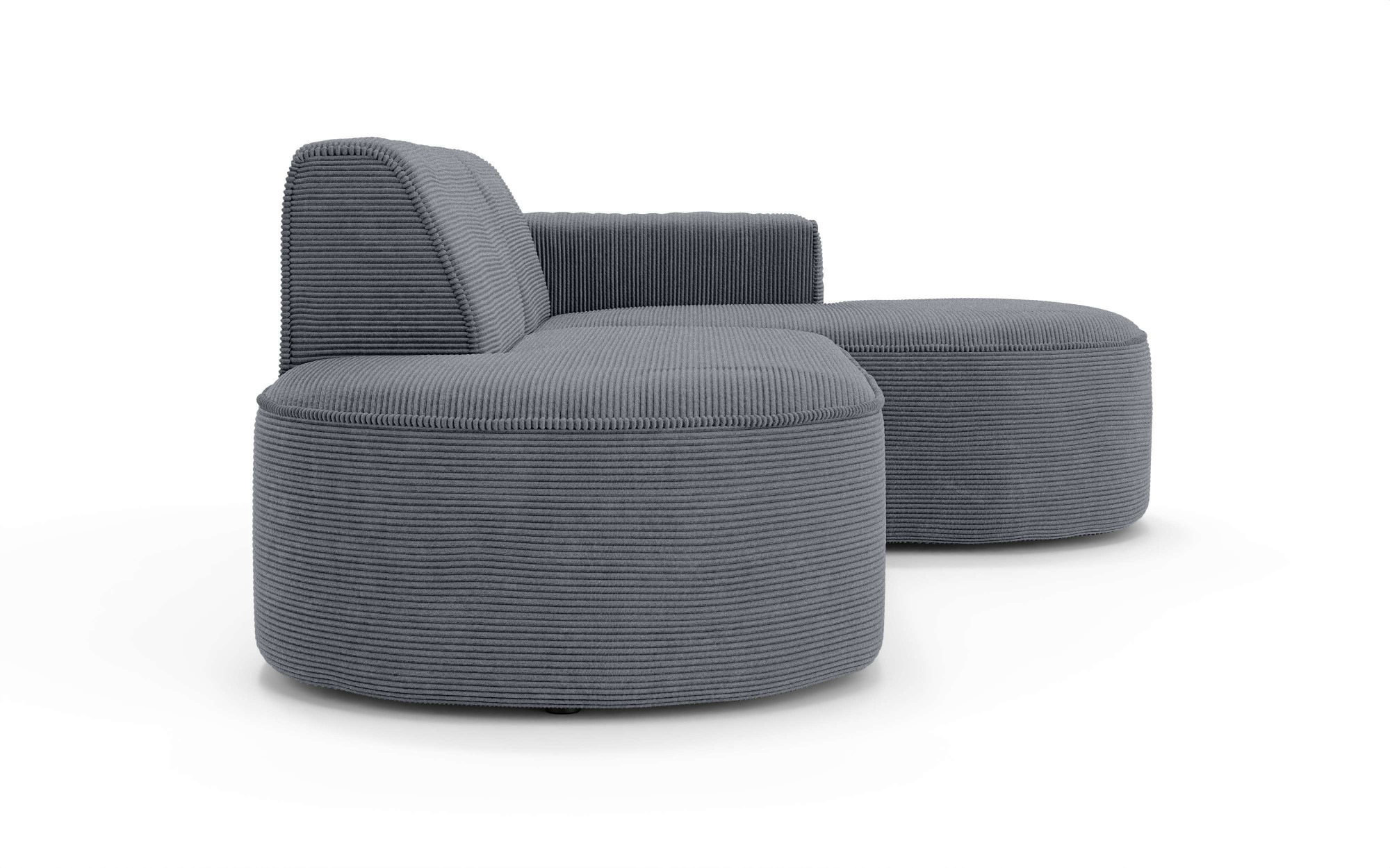 GOODproduct Canapé d'angle »ADELLA XL Design-Sofa mit Recamiere rechts/links, 263/159/76 cm« L-Form XL mit Wellenunterfederung, runde Form, auch in Cord