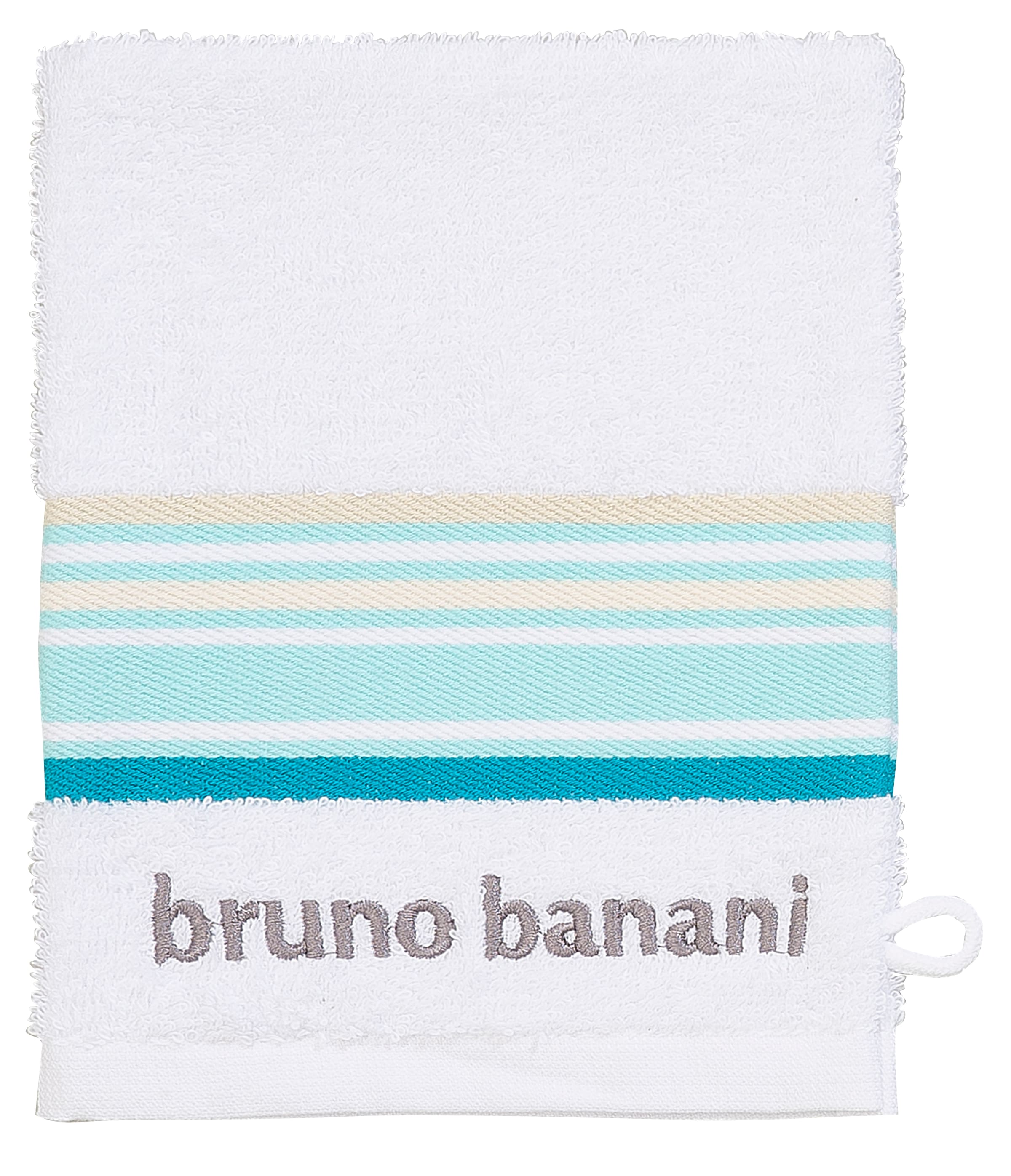 ♕ Bruno Banani Handtuch und 100% Set tlg., Markenlogo, auf 7 Baumwolle Bordüre versandkostenfrei 7 mit teiliges Set, Walkfrottee, Set, Handtücher »Maja«