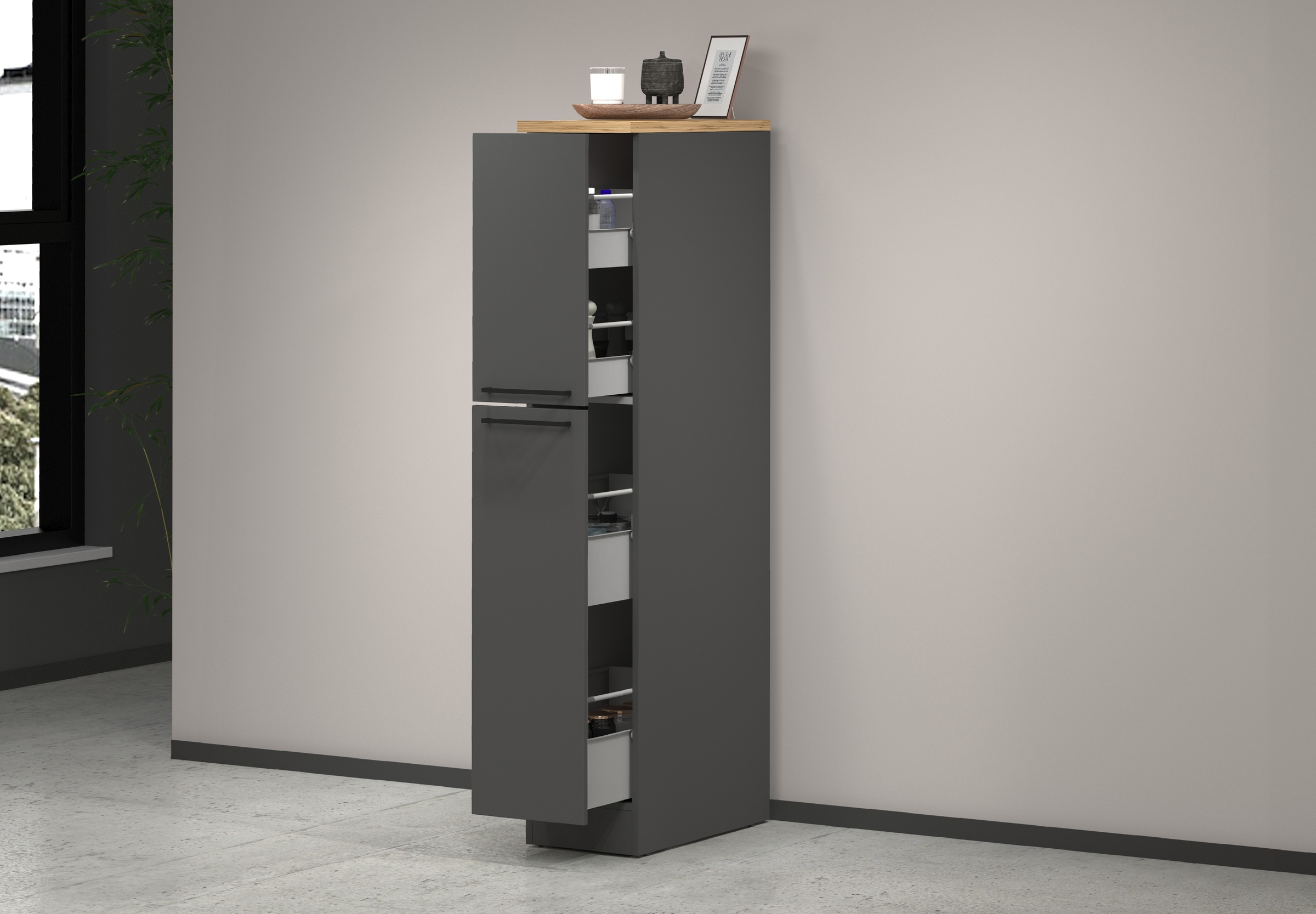 KOCHSTATION Apothekerschrank »KS-Sole« Breite 30 cm, 2 Auszüge, 4 Fächer