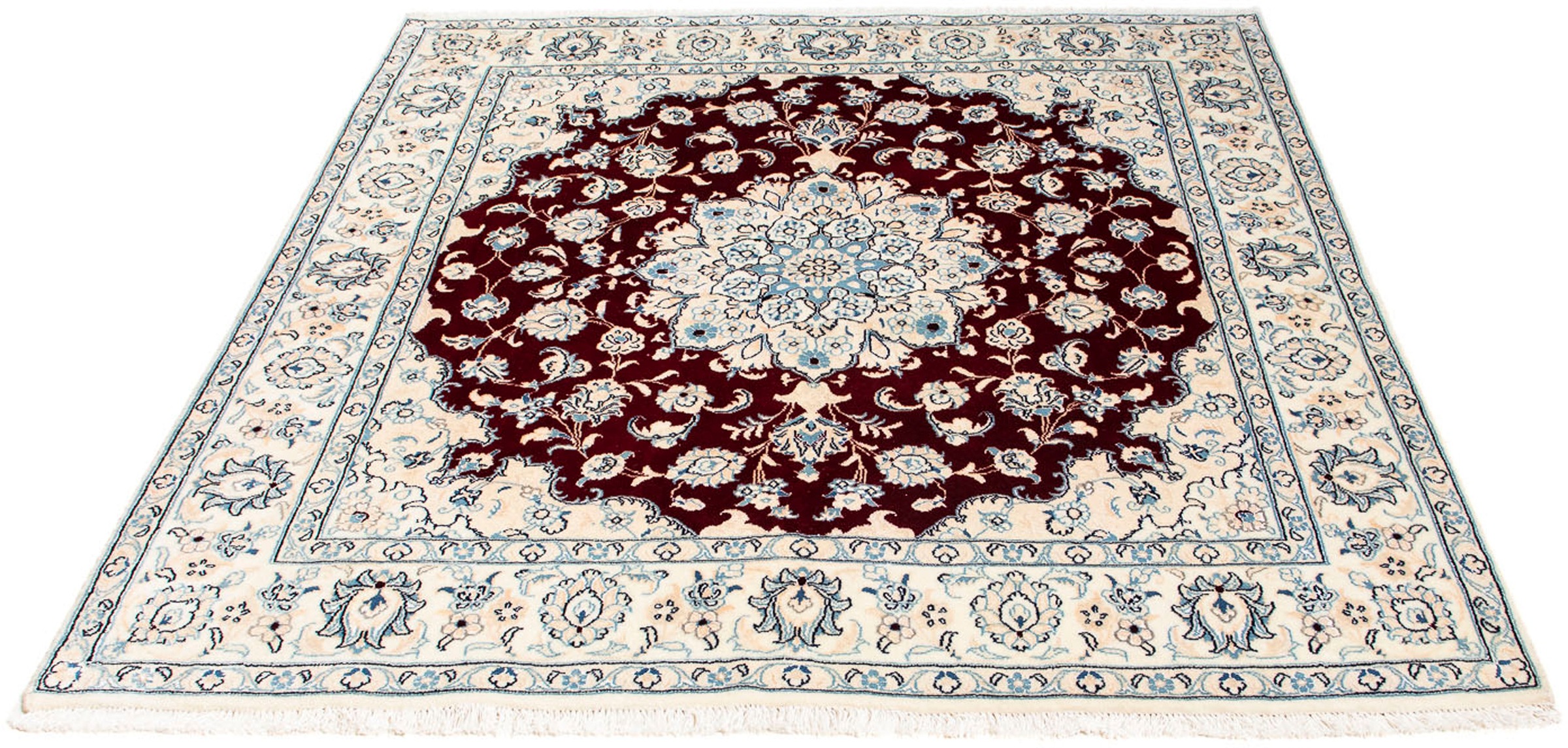 Image of morgenland Orientteppich »Perser - Nain - Royal quadratisch - 154 x 143 cm - dunkelrot«, quadratisch, 10 mm Höhe, Wohnzimmer, Handgeknüpft, Einzelstück mit Zertifikat bei Ackermann Versand Schweiz