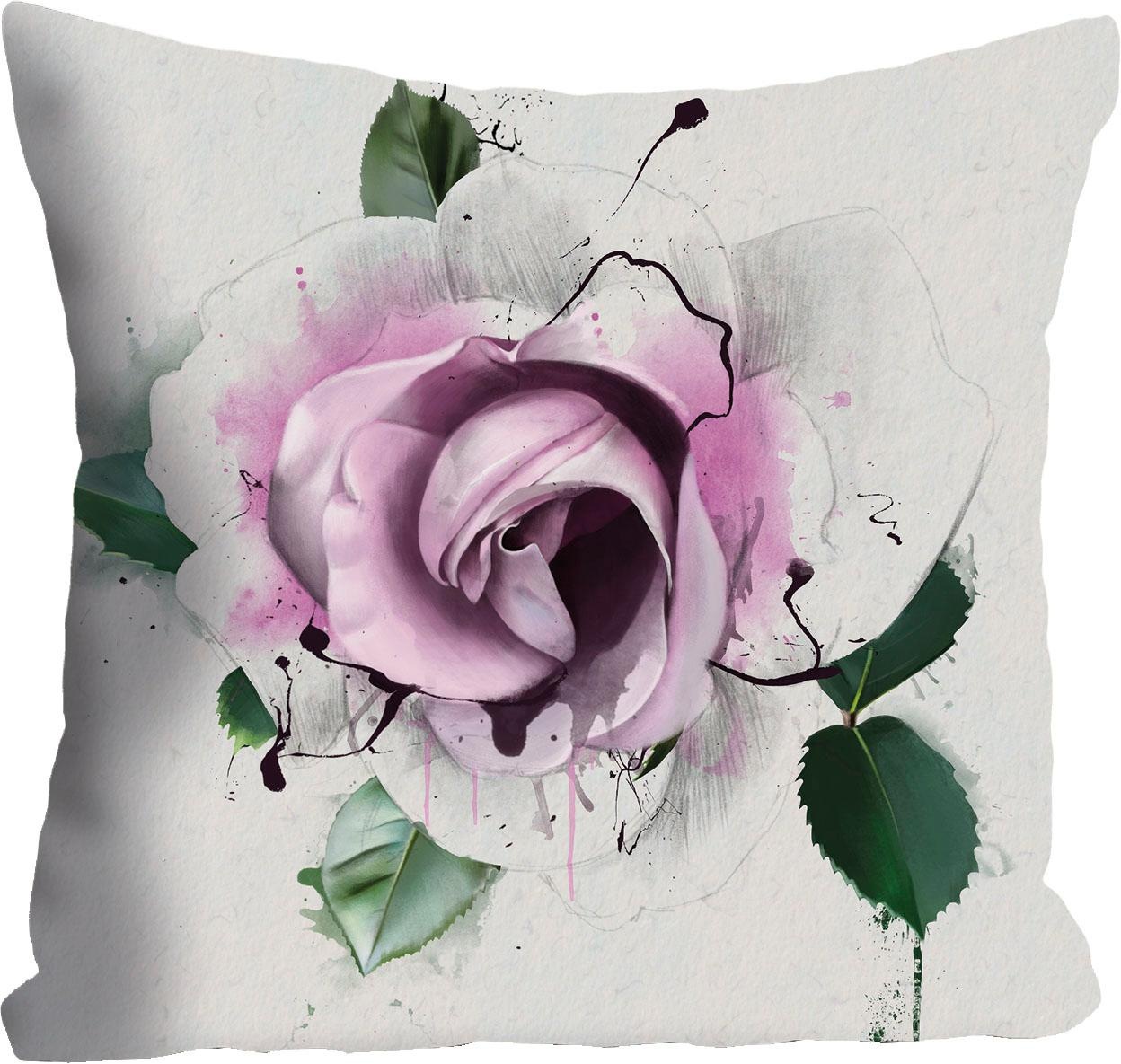 Image of queence Dekokissen ""rosa Blüte"" Kissenhülle ohne Füllung, 1 Stück